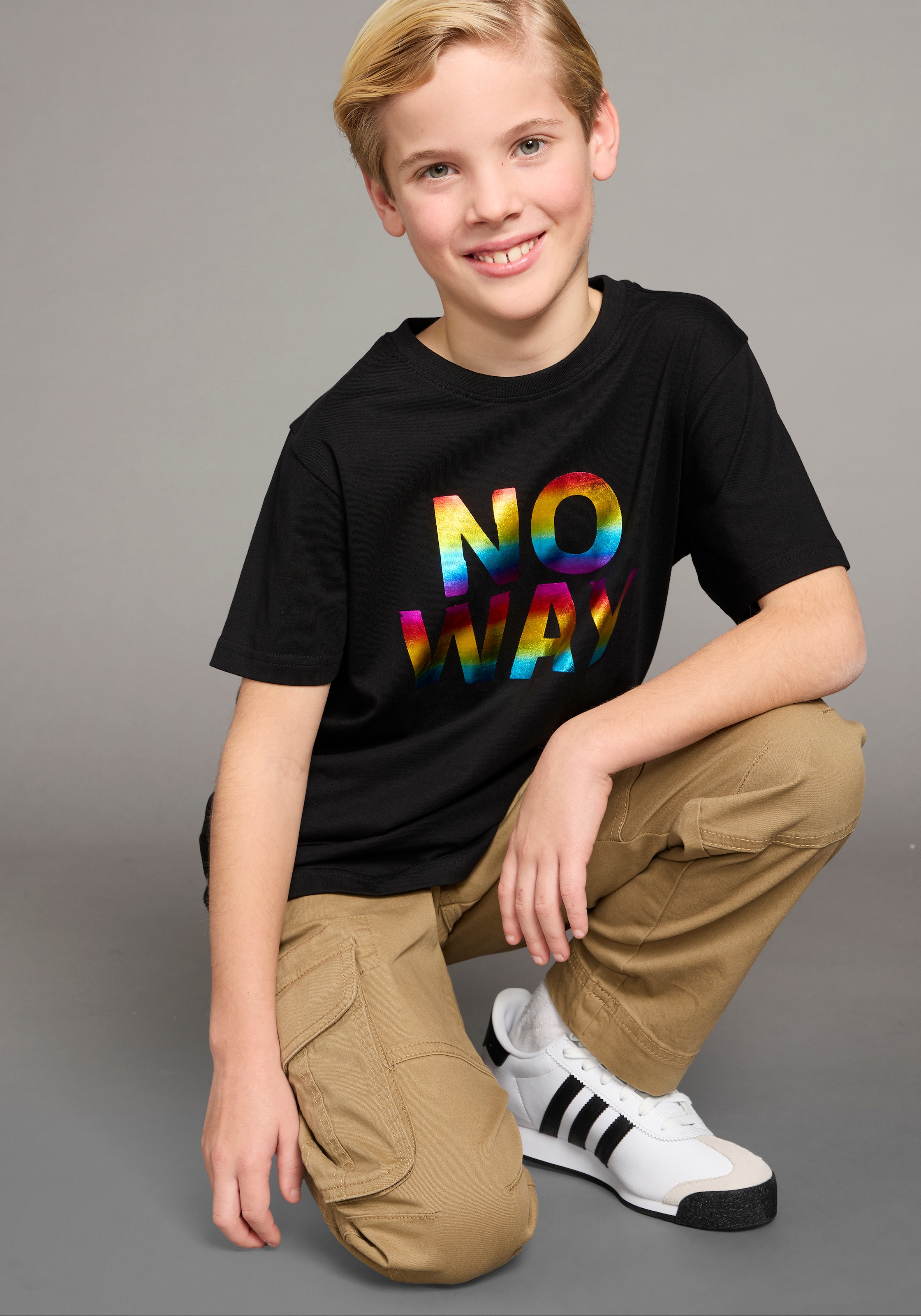 KIDSWORLD T-Shirt »Sprücheshirt: NO WAY«, mit coolem Foliendruck