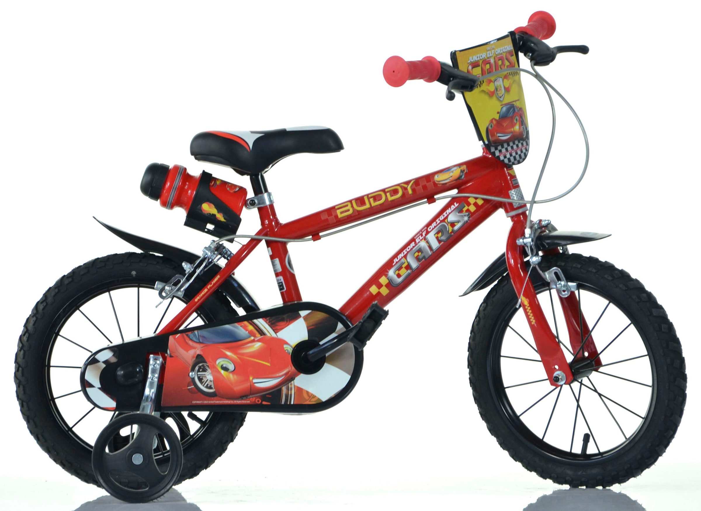 Dino Kinderfahrrad »Cars Buddy«, 1 Gang, mit Stützrädern, Trinkflasche und Frontschild