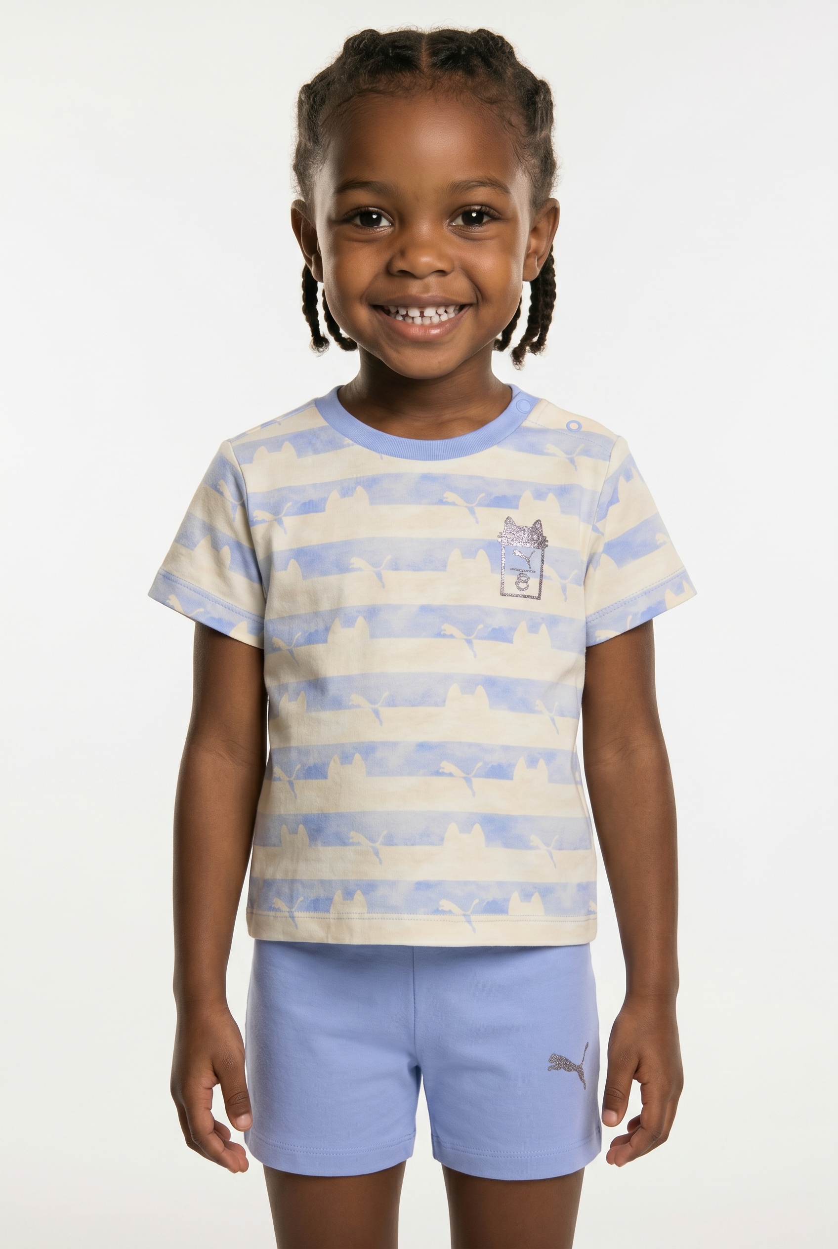 PUMA Trainingsanzug "X GABBYS DOLLHOUSE MINICATS TEE AND SHORTS SET INF" 2 tlg. zweiteiliges Set, ohne Kapuze, Regular Fit, für Children