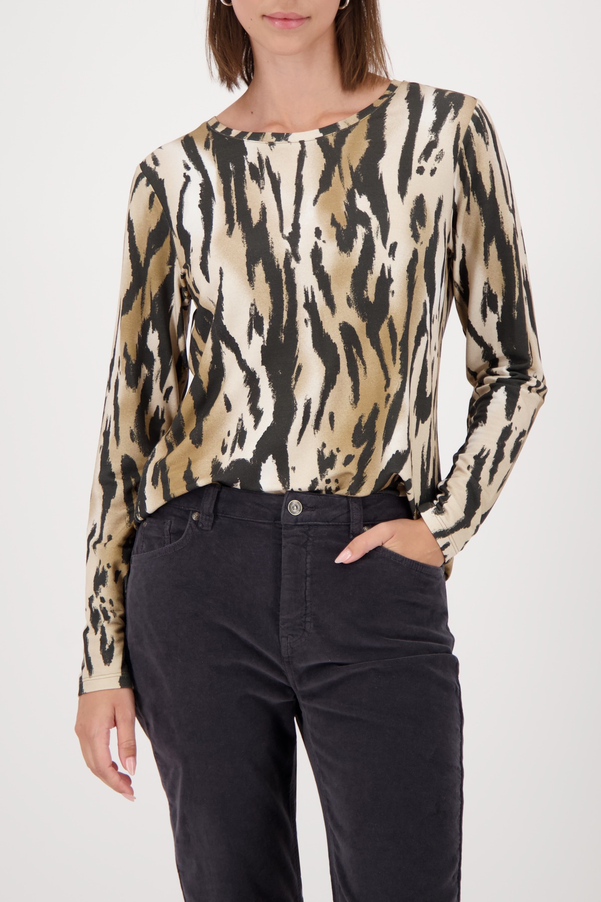 Monari Langarmshirt Regular fit mit Rundhalsausschnitt
