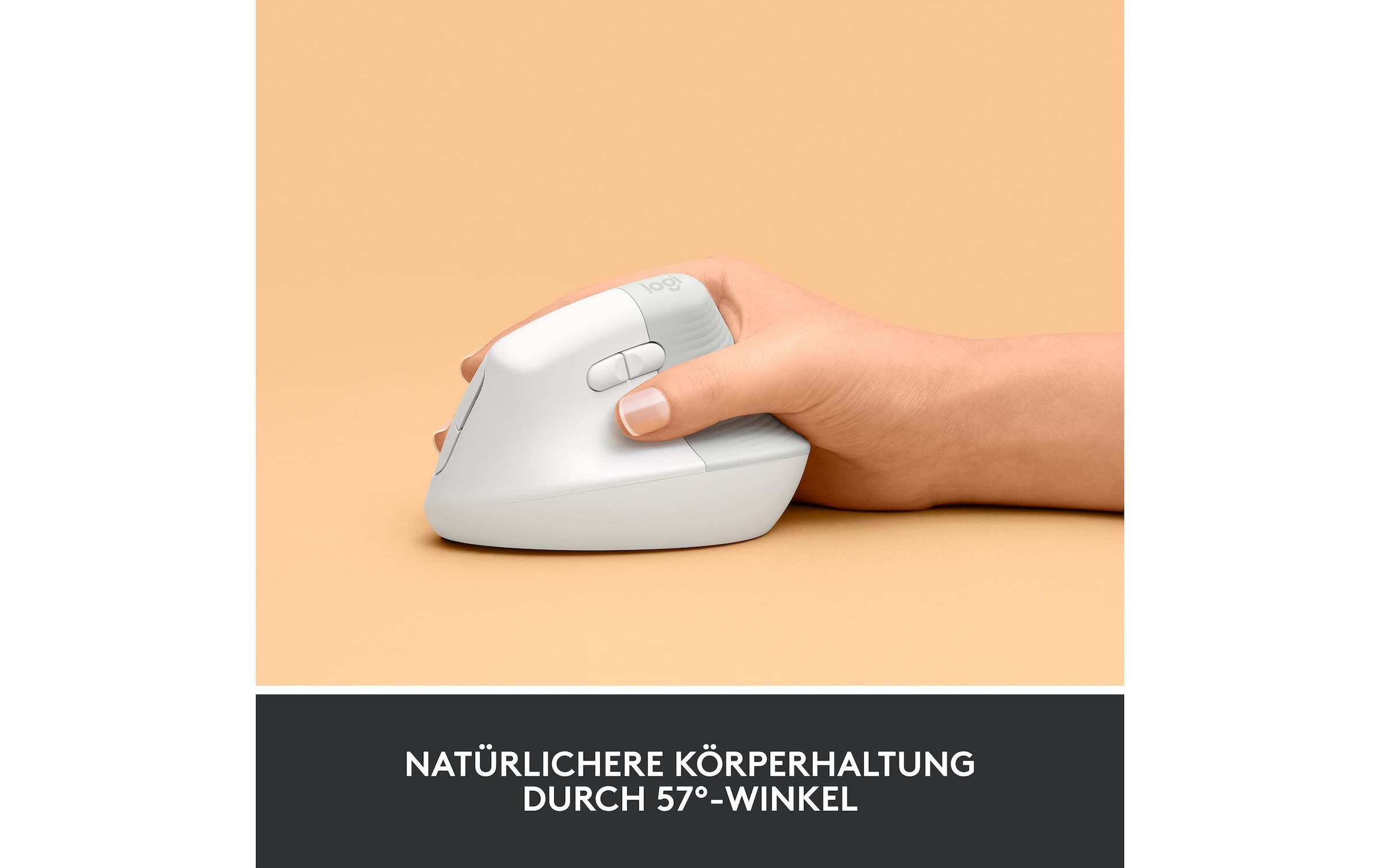 Logitech ergonomische Maus »Maus Lift Off-white«, kabellos