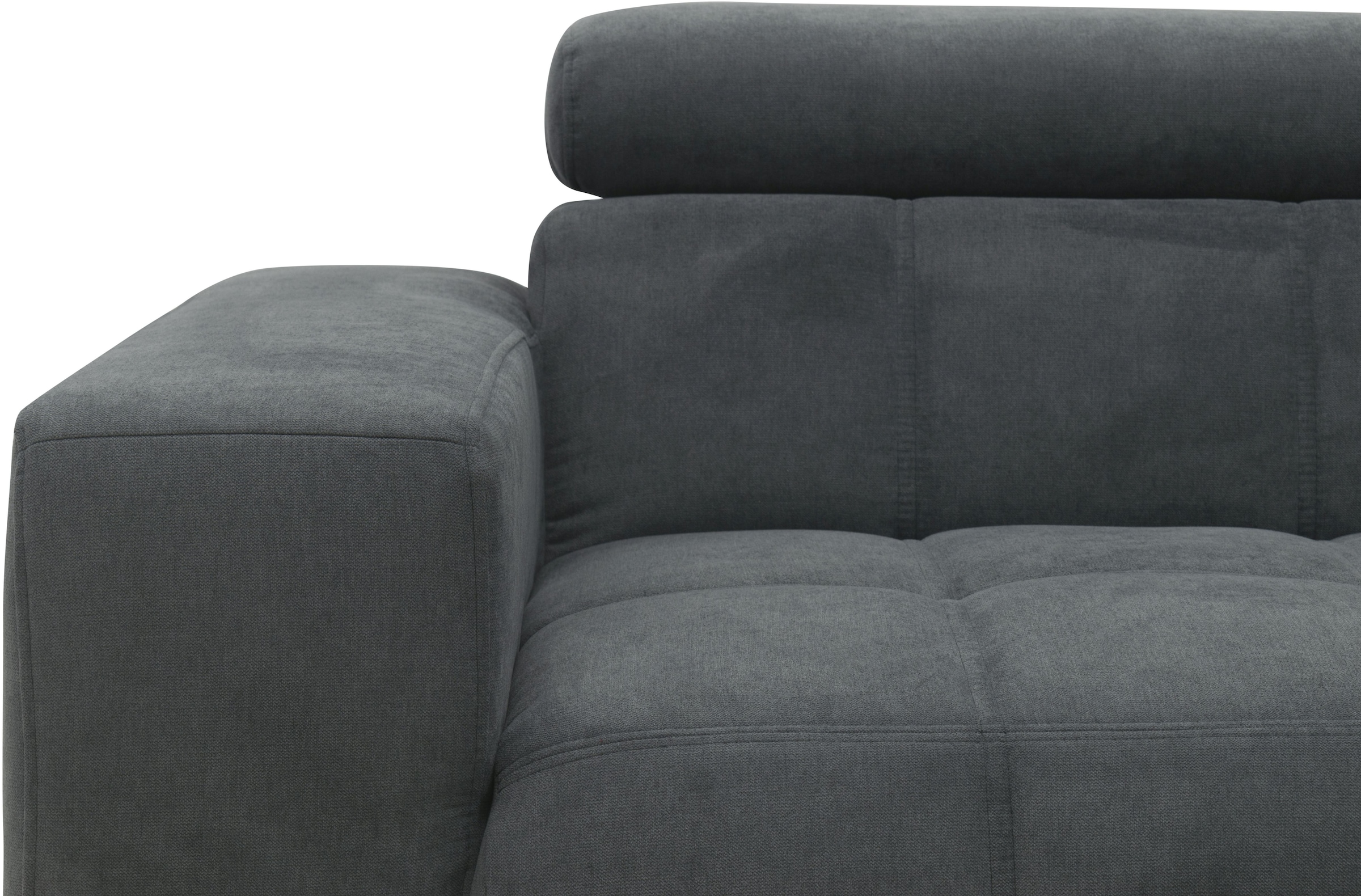 DOMO collection Ecksofa »Trento L-Form, mit Kufenfuss oder Einzelfuss«, wahlweise mit Kopfteilverstellung, Recamiere links/rechts bestellbar
