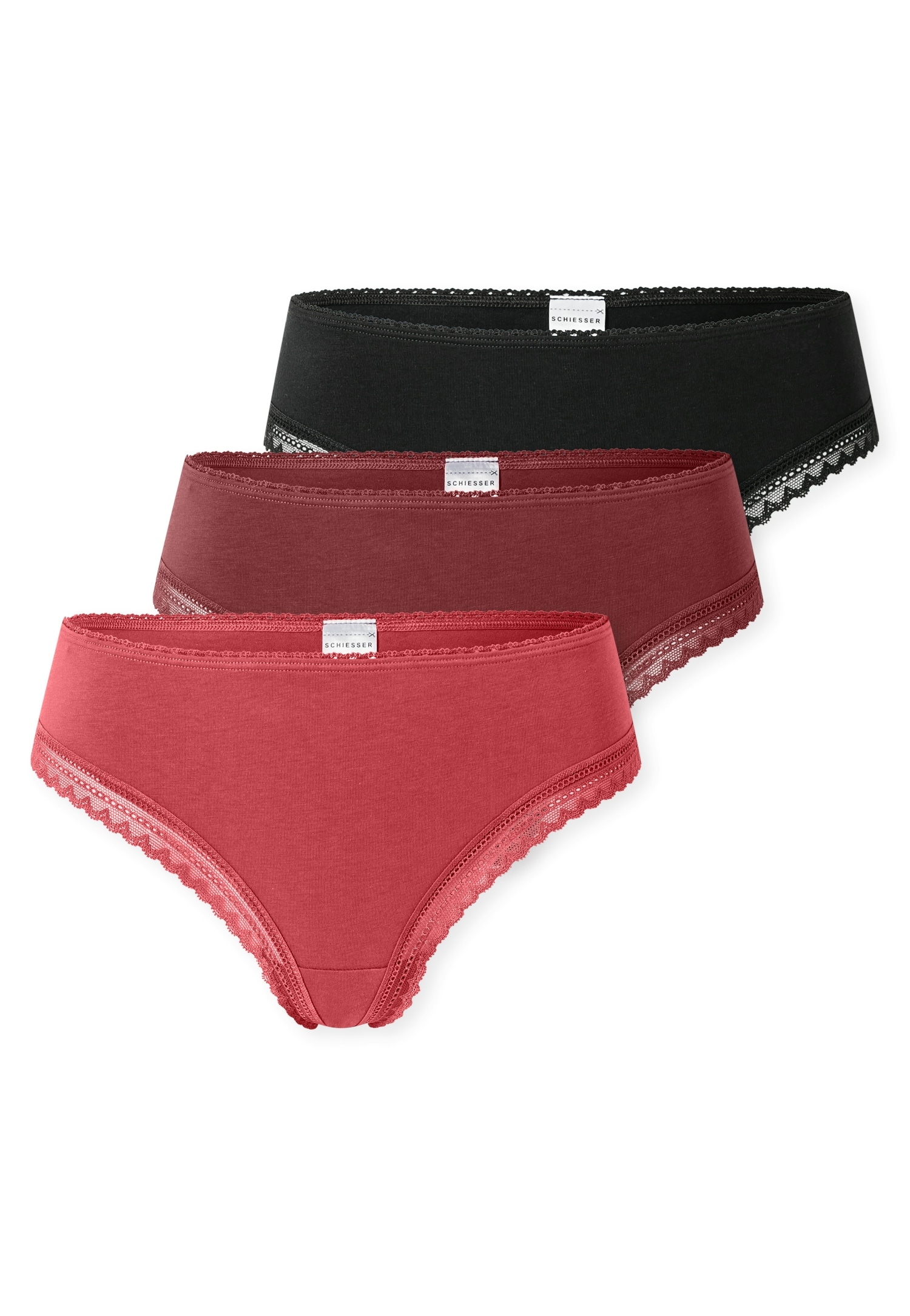 Schiesser String »Modern Multipacks« 3er Pack, Spitzenbänder, Baumwollmischung, Single Jersey