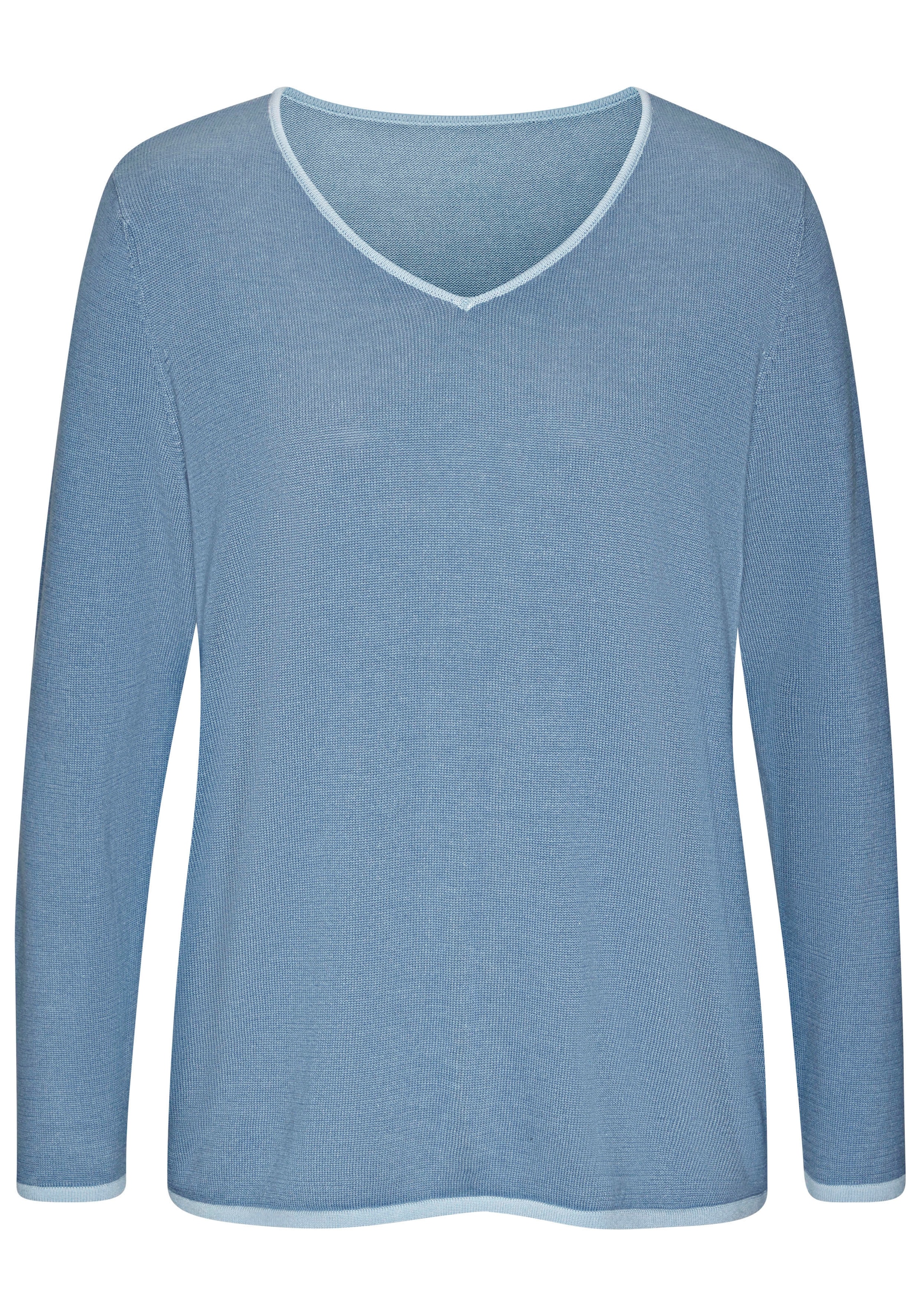 Vivance V-Ausschnitt-Pullover, mit Kontrastkanten, casual