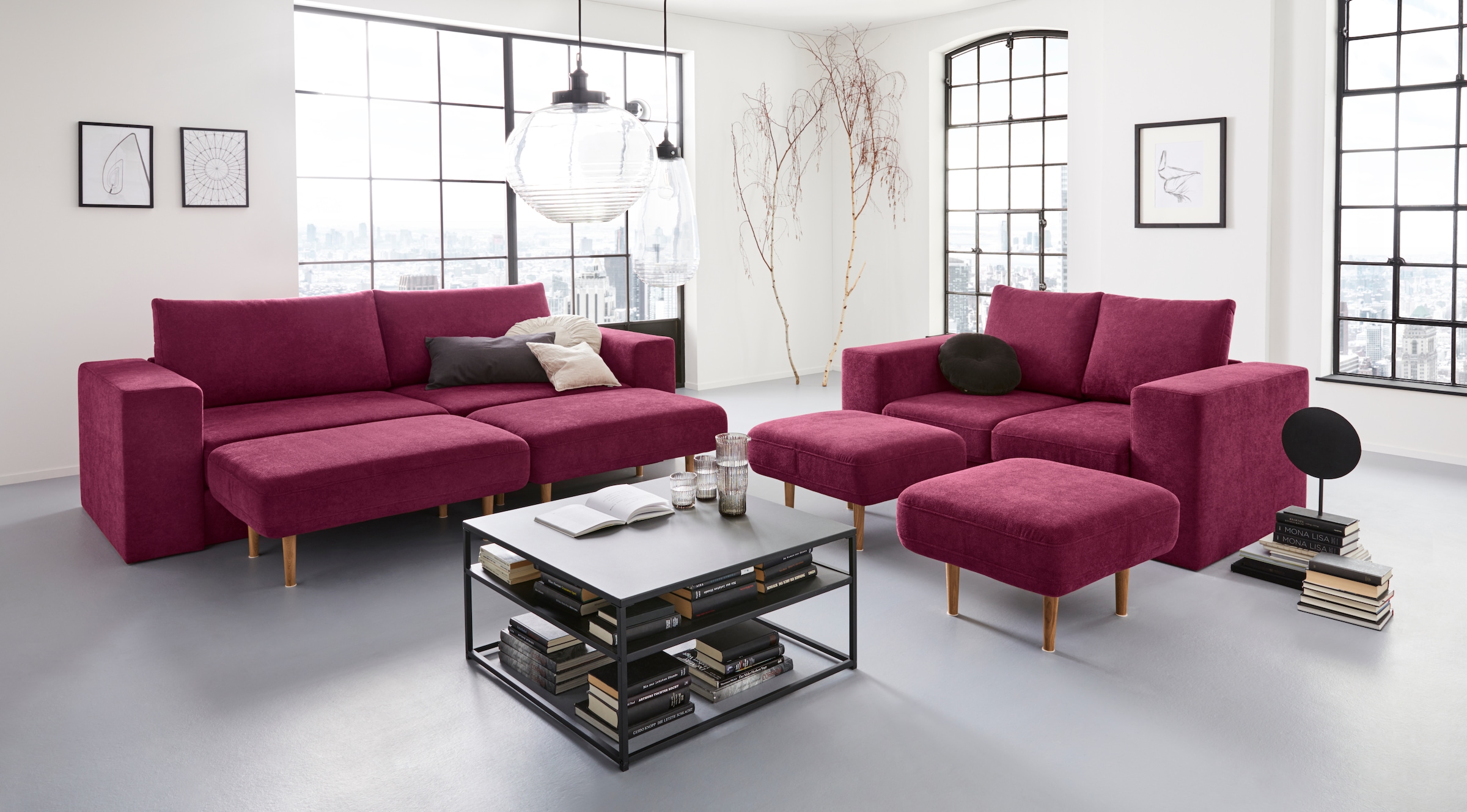 LOOKS by Wolfgang Joop 2-Sitzer »Looksv«, Verwandlungssofa: aus Sofa wird Sofa mit 2 Hockern