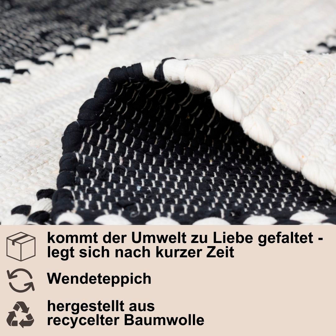 Myflair Möbel & Accessoires Teppich »Karim«, rechteckig, Handweb Teppich, gestreift, 90% Baumwolle, handgewebt, mit Fransen