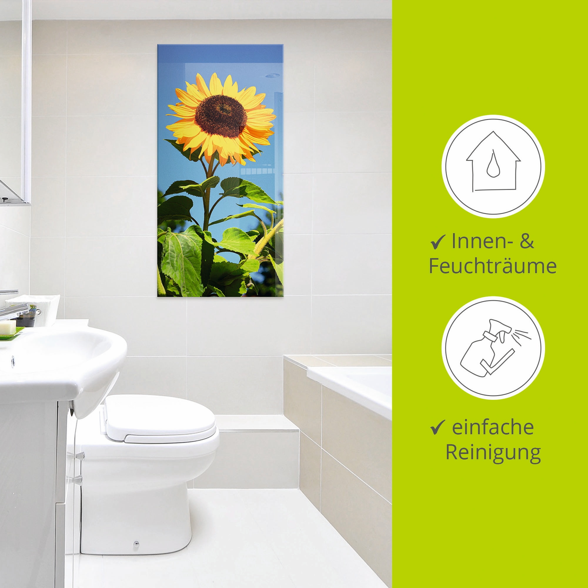 Artland Glasbild »Grosse Sonnenblume«, Blumen, (1 St.), in verschiedenen Grössen