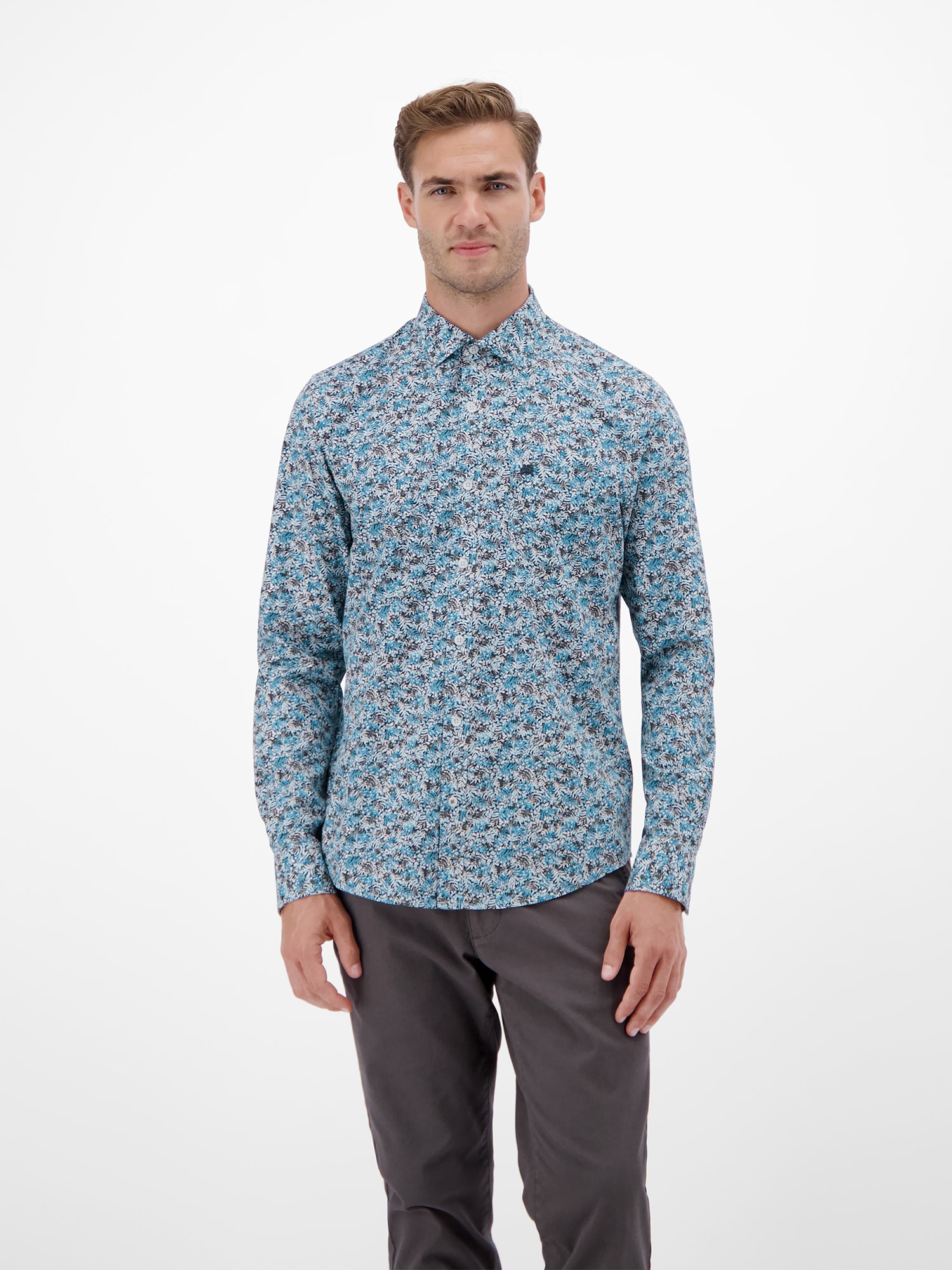 LERROS Langarmhemd »LERROS Poplin-Herrenhemd, modisch gestyled«