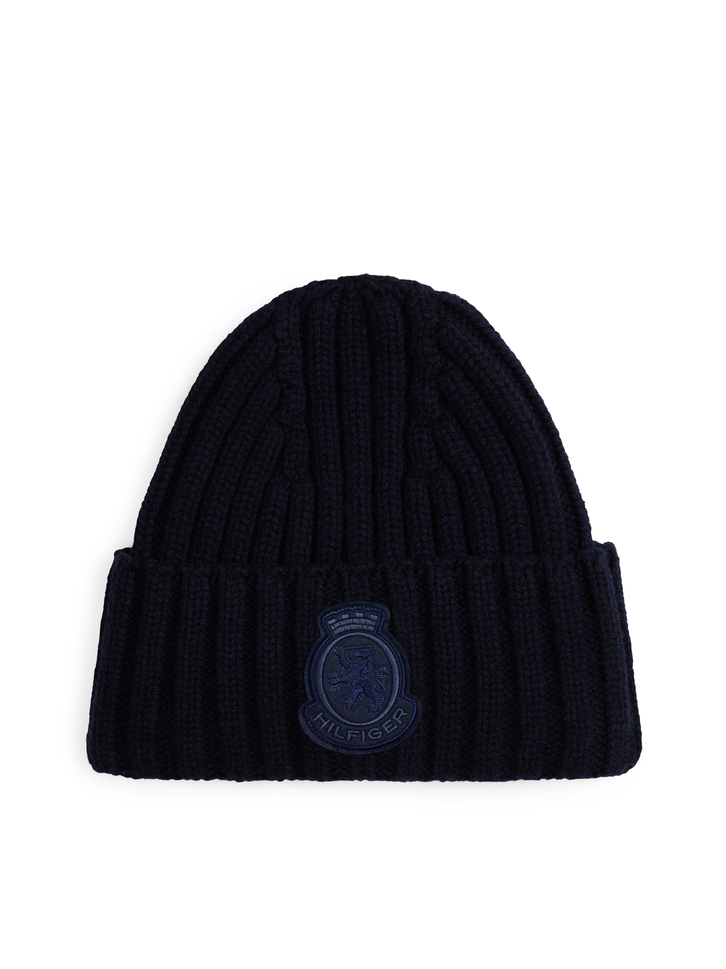 Tommy Hilfiger Beanie »TH CREST FLUFFY« für Frauen, aus Rippstrick, TH-Wappen-Patch an Umschlag