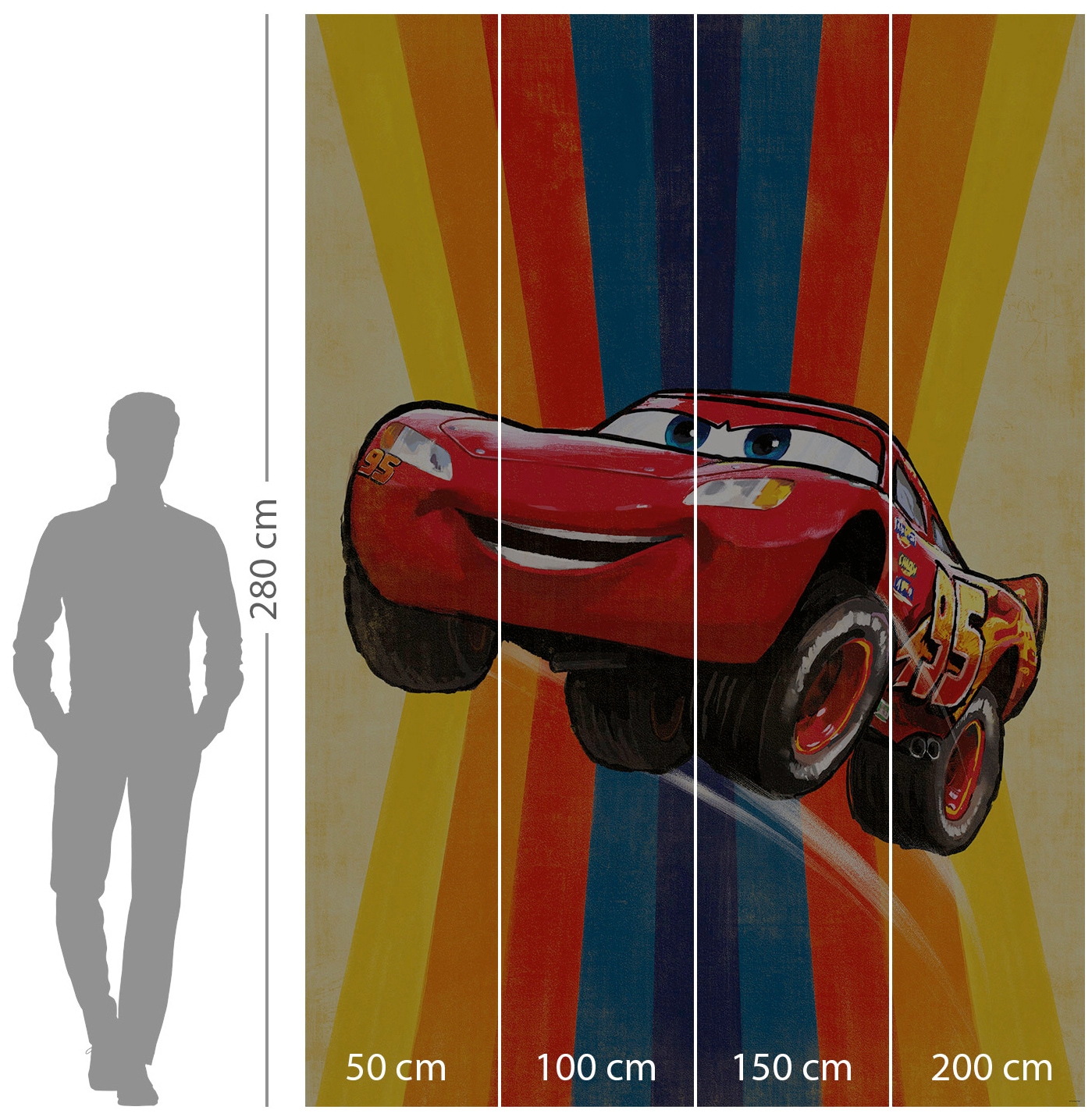 Komar Vliestapete »Digitaldruck Vlies - Cars Jump - Grösse 200 x 280 cm«, bedruckt, Kinderzimmer