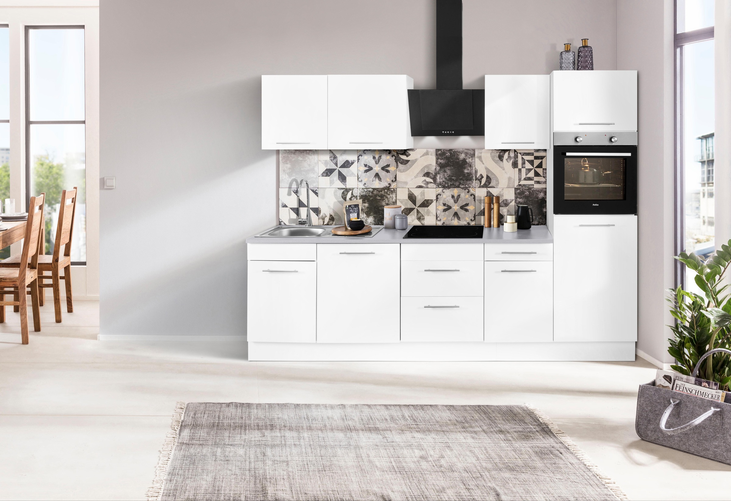 wiho Küchen Küchenzeile "Ela" Breite 280 cm, Soft-Close-Funktion, höhenverstellbare Füße