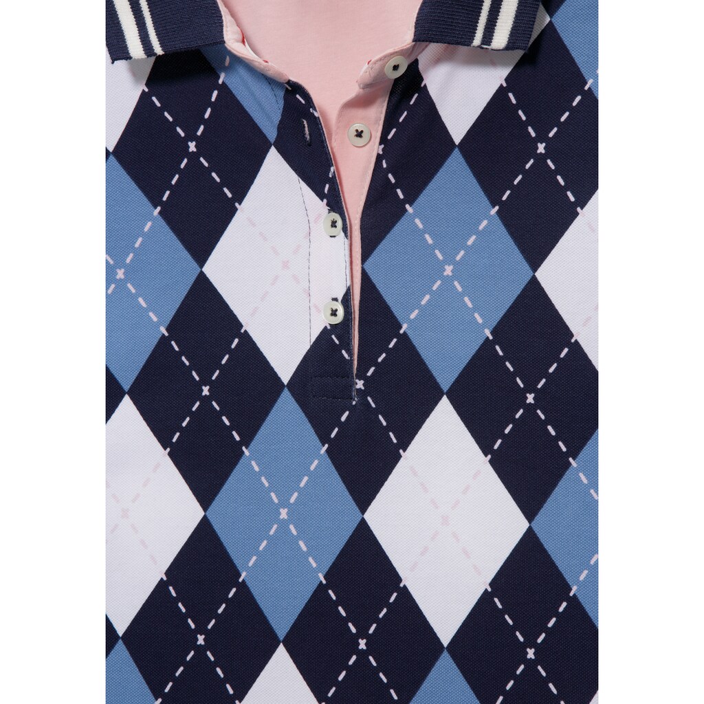 KangaROOS Poloshirt, mit trendigem Rauten-Alloverdruck