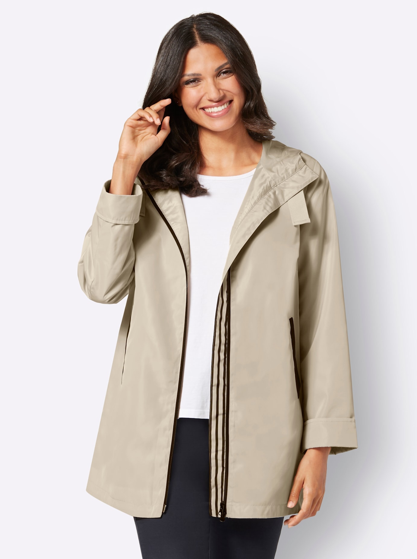 Classic Basics Langjacke, mit Kapuze