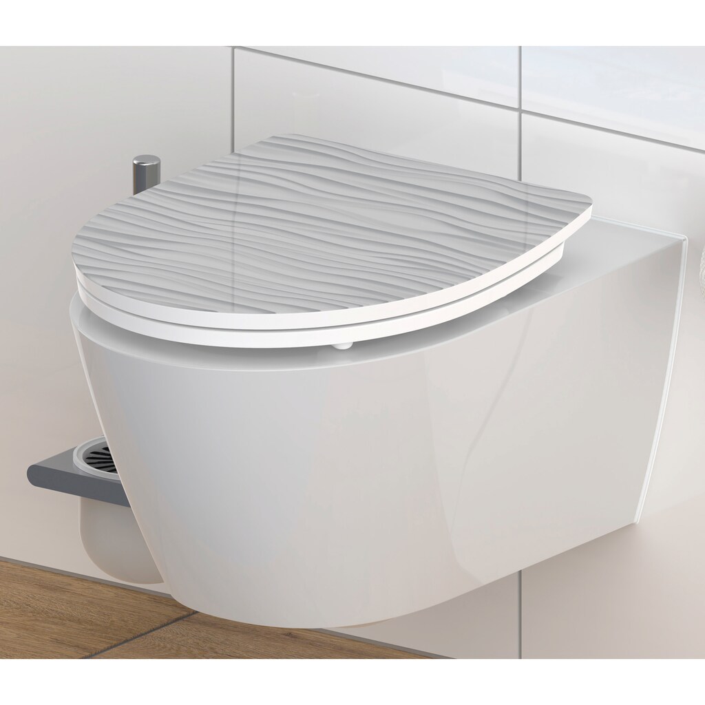 Schütte WC-Sitz »White Wave«, Duroplast, Hochglänzender Toilettendeckel mit Absenkautomatik und Schnellverschluss, High Gloss für die einfache Reinigung, Klobrille mit Motiv