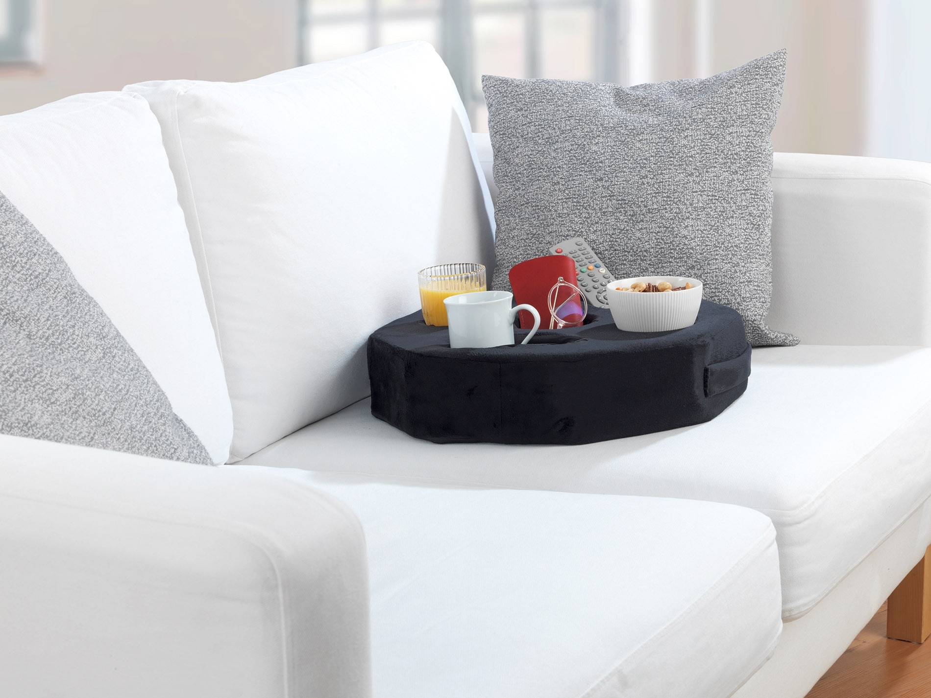Maximex Tablett, (1 tlg.), Getränke-Butler für die Couch, rutschfestes Schaumstoffkissen