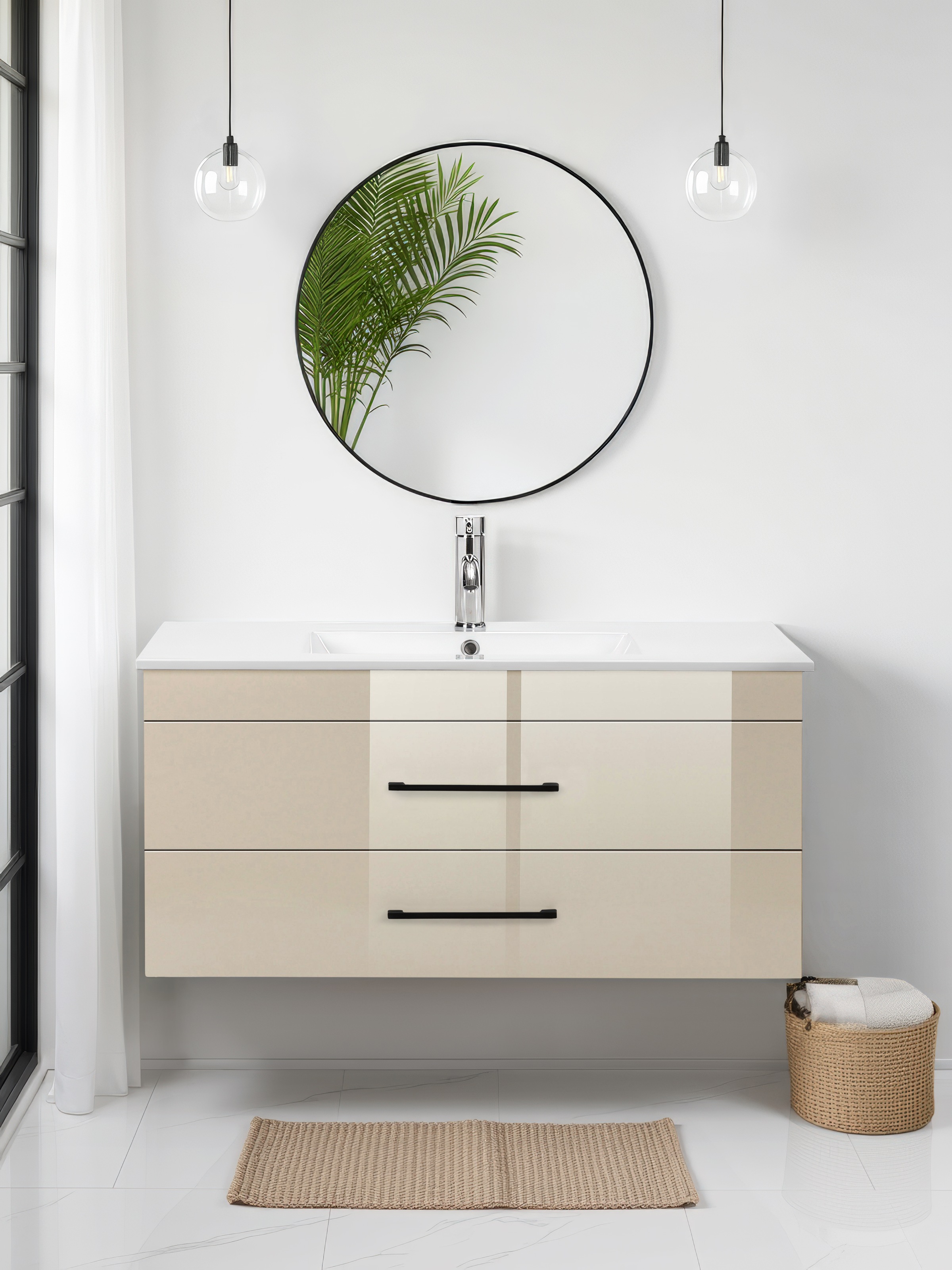 welltime Waschtisch "Florenz" Komplett-Set, Waschplatz mit 2 Auszügen und Softclose Breite 100cm