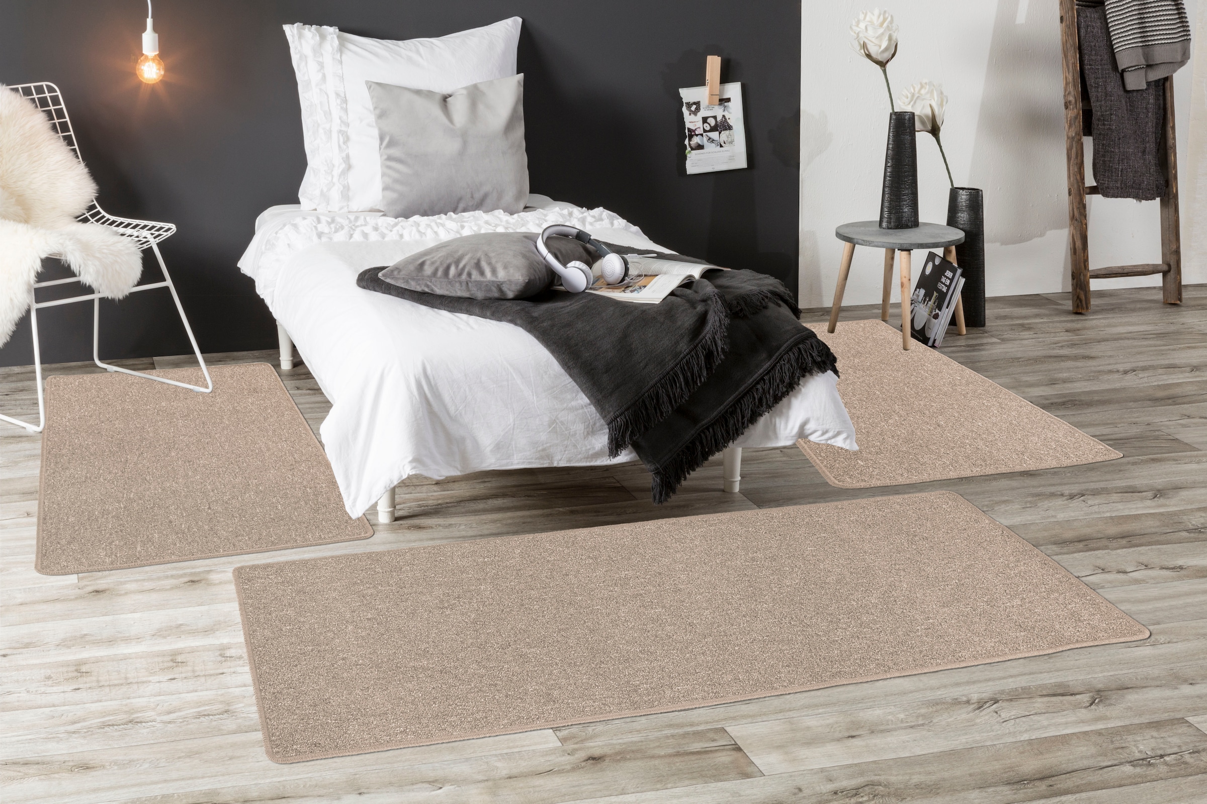 Andiamo Bettumrandung »Luton, Made in Germany«, (3 tlg.), Bettvorleger, Läufer-Set für das Schlafzimmer, melierte Optik
