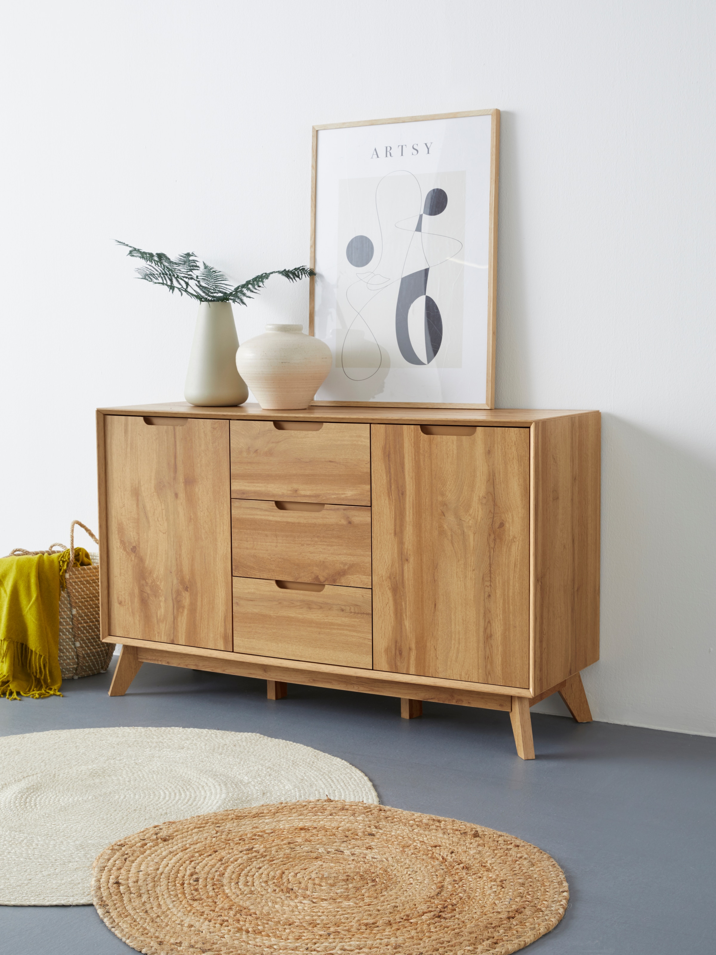 andas Sideboard »Pandrup«, mit 3 Schubkästen und 2 verstellbare Einlegeböden, B:120 cm, H:75 cm