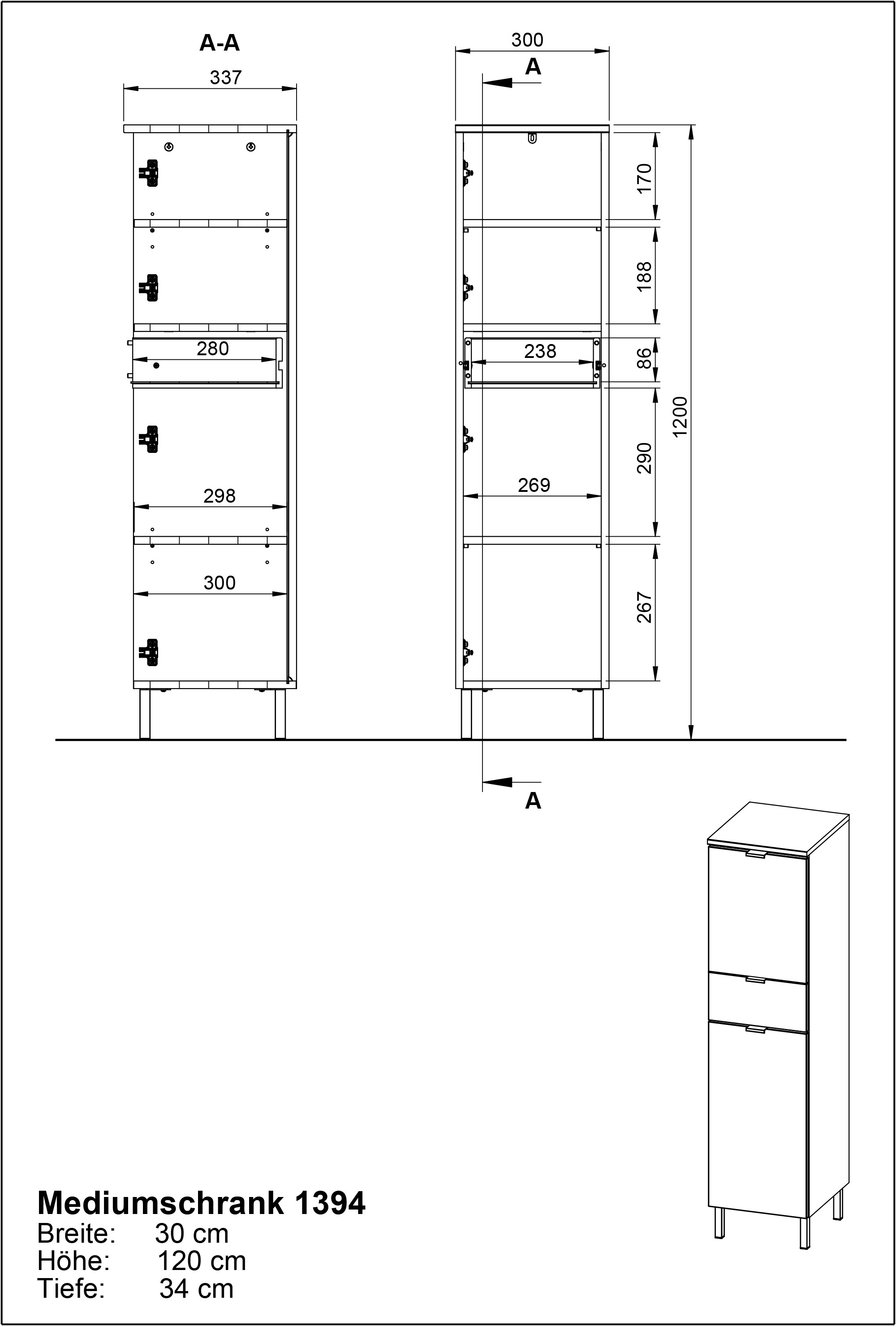 GERMANIA Midischrank »GW-Arcena«, (1 St.)