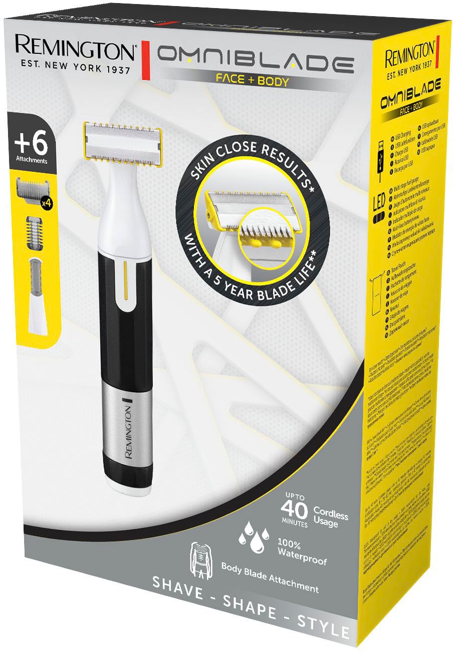 Remington Elektrorasierer »Omniblade Face + Body Hybridgroomer HG3000«, 7 St. Aufsätze, Klinge bleibt 5 Jahre scharf**, 100 % wasserdicht, Aufbewahrungstasche