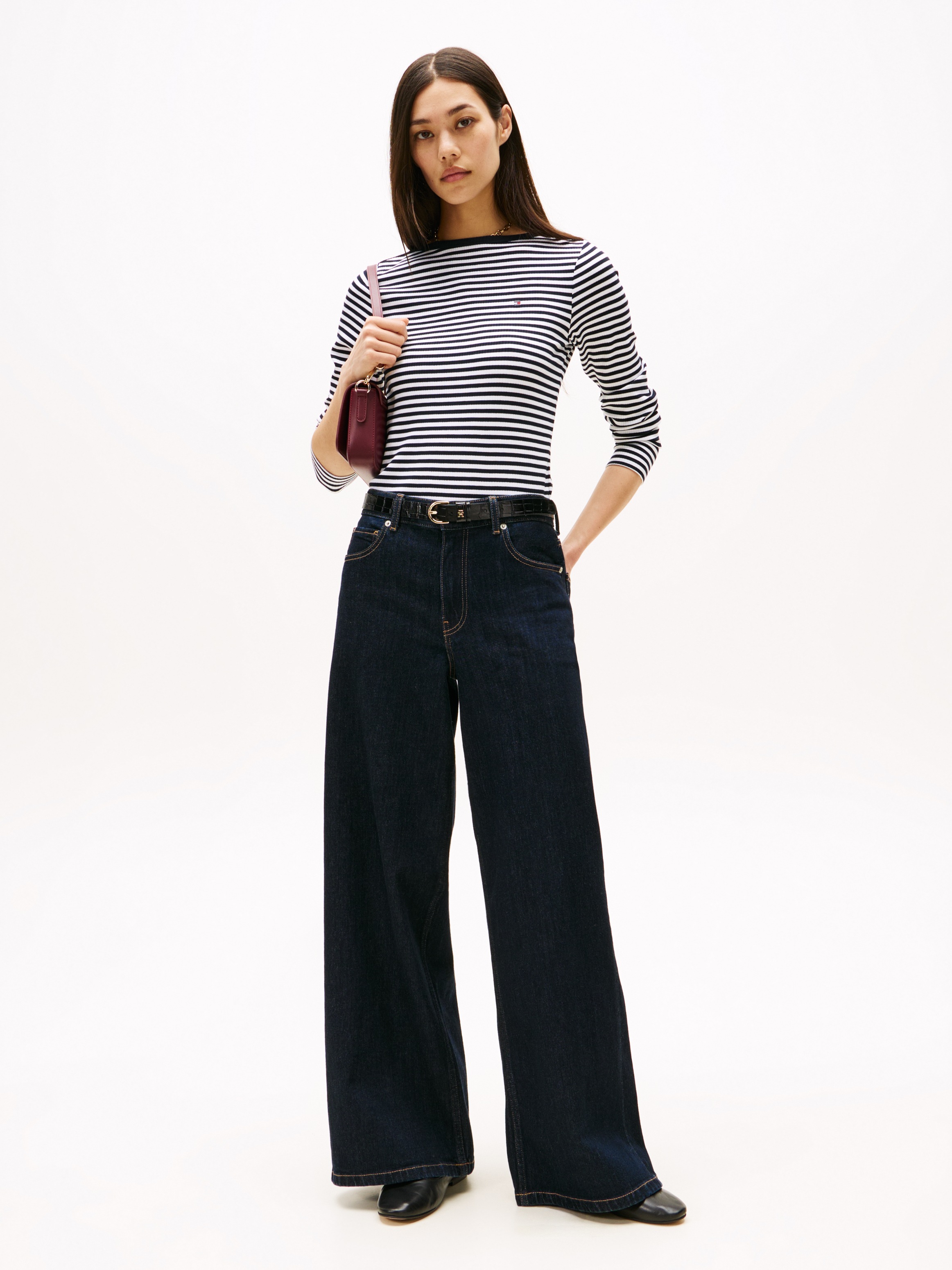 Tommy Hilfiger Langarmshirt »SLIM 5X2 RIB BOAT-NK LS«, in gerippter Struktur