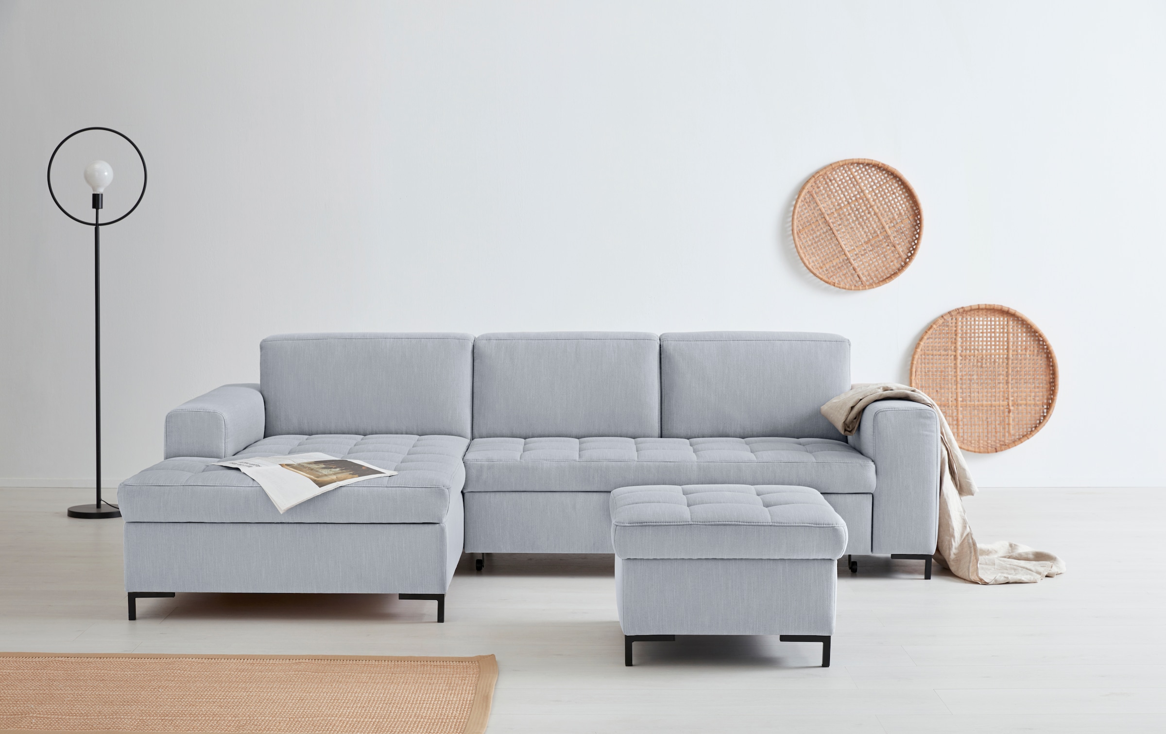GOODproduct Ecksofa »Grazzo L-Form«, hochwertige Stoffe aus recyceltem Material, Steppung im Sitzbereich