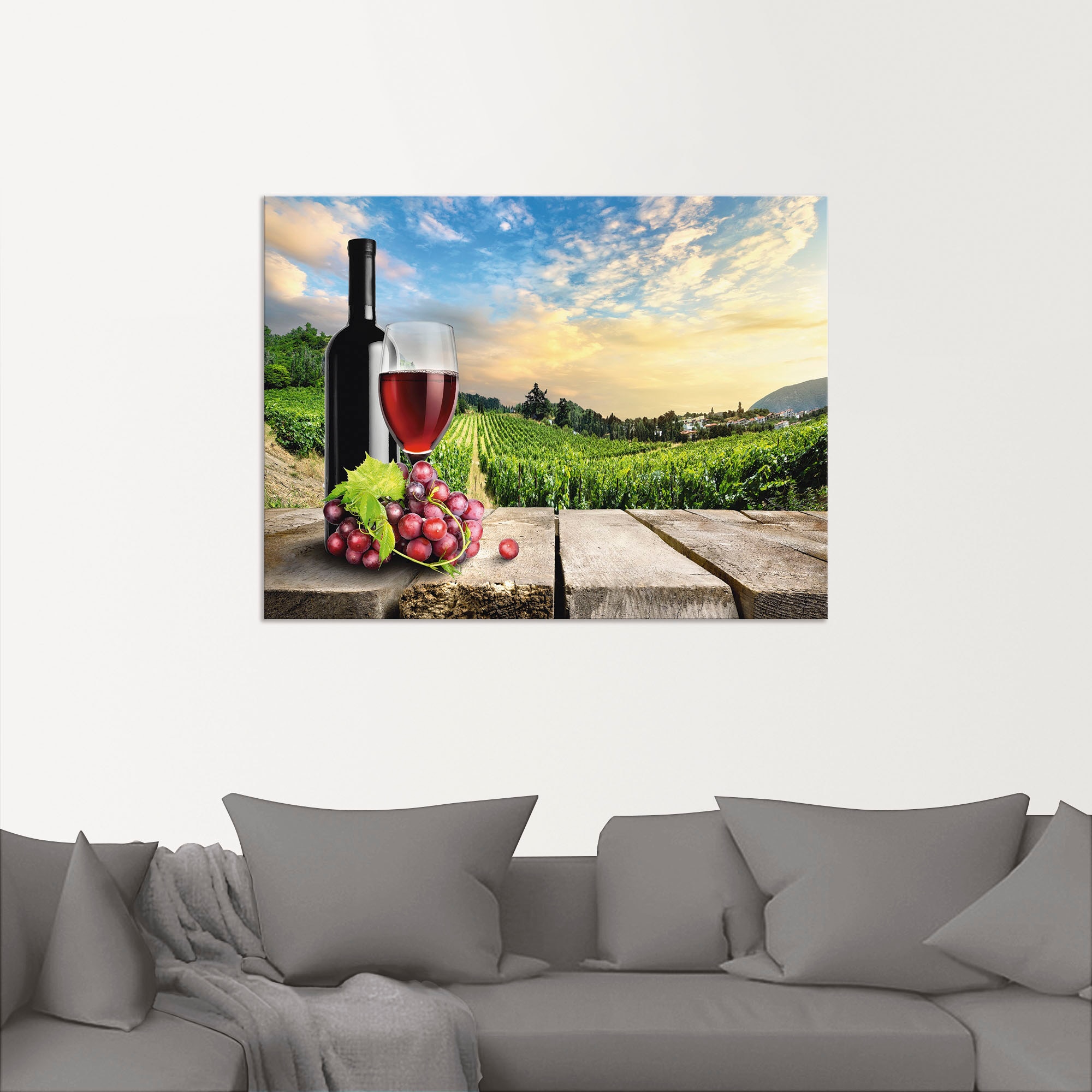 Artland Wandbild »Wein vor Weinbergen«, Berge, (1 St.), als Alubild, Outdoorbild, Poster, Wandaufkleber in verschied. Grössen