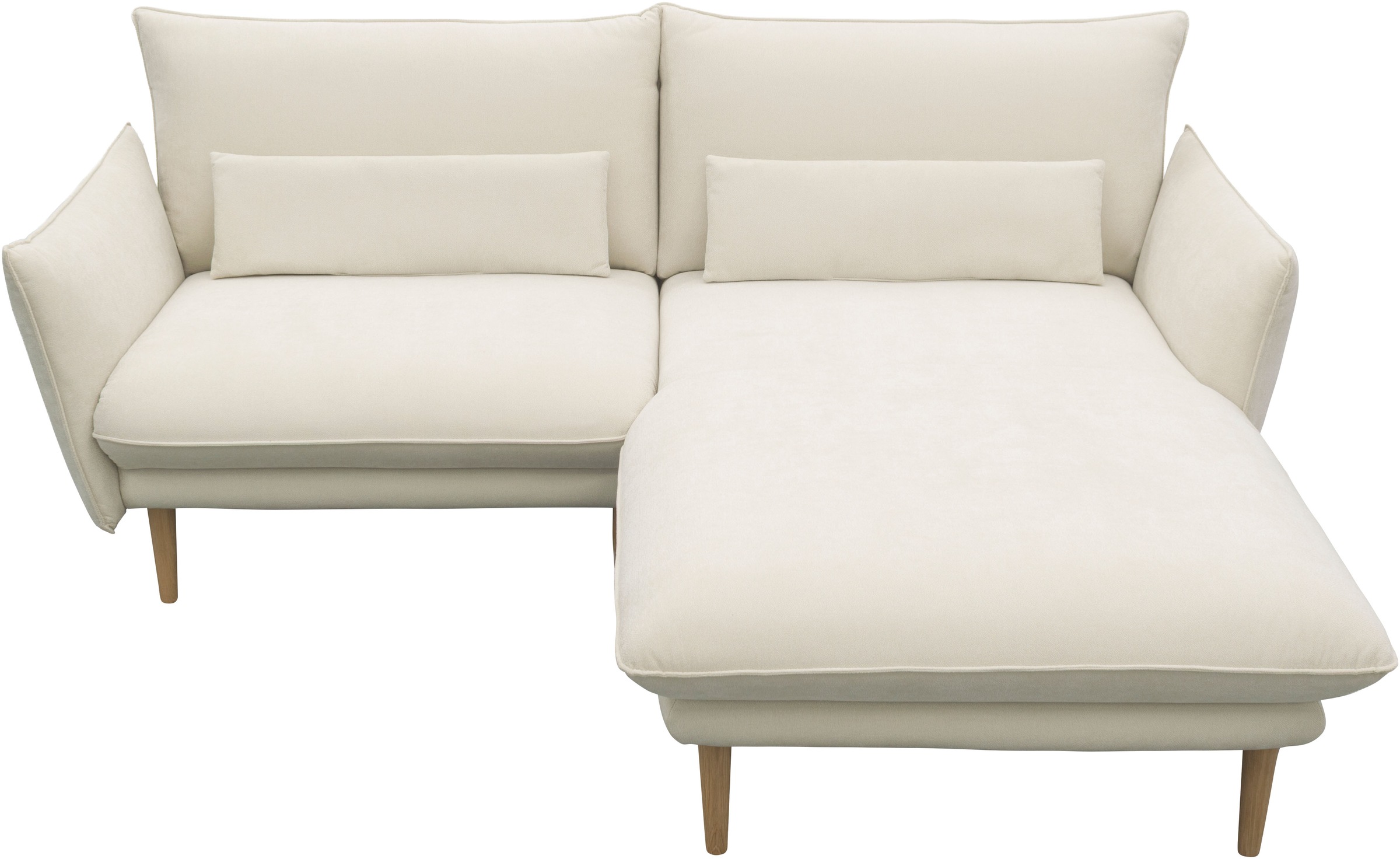 DOMO collection Ecksofa »Leuven kompakte Stellmasse, Breite 200 cm, schmale Armlehnen, L-Form«, angenehm feste Polsterung, bodenfrei, 19 cm hohe Holzfüsse