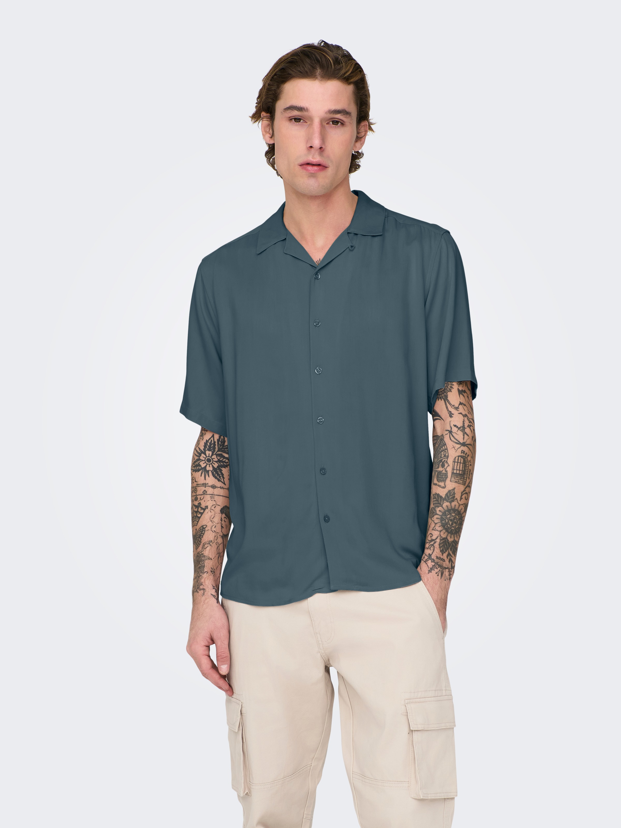 ONLY & SONS Kurzarmhemd »ONSDASH LIFE REG VISC RES SS SHIRT«