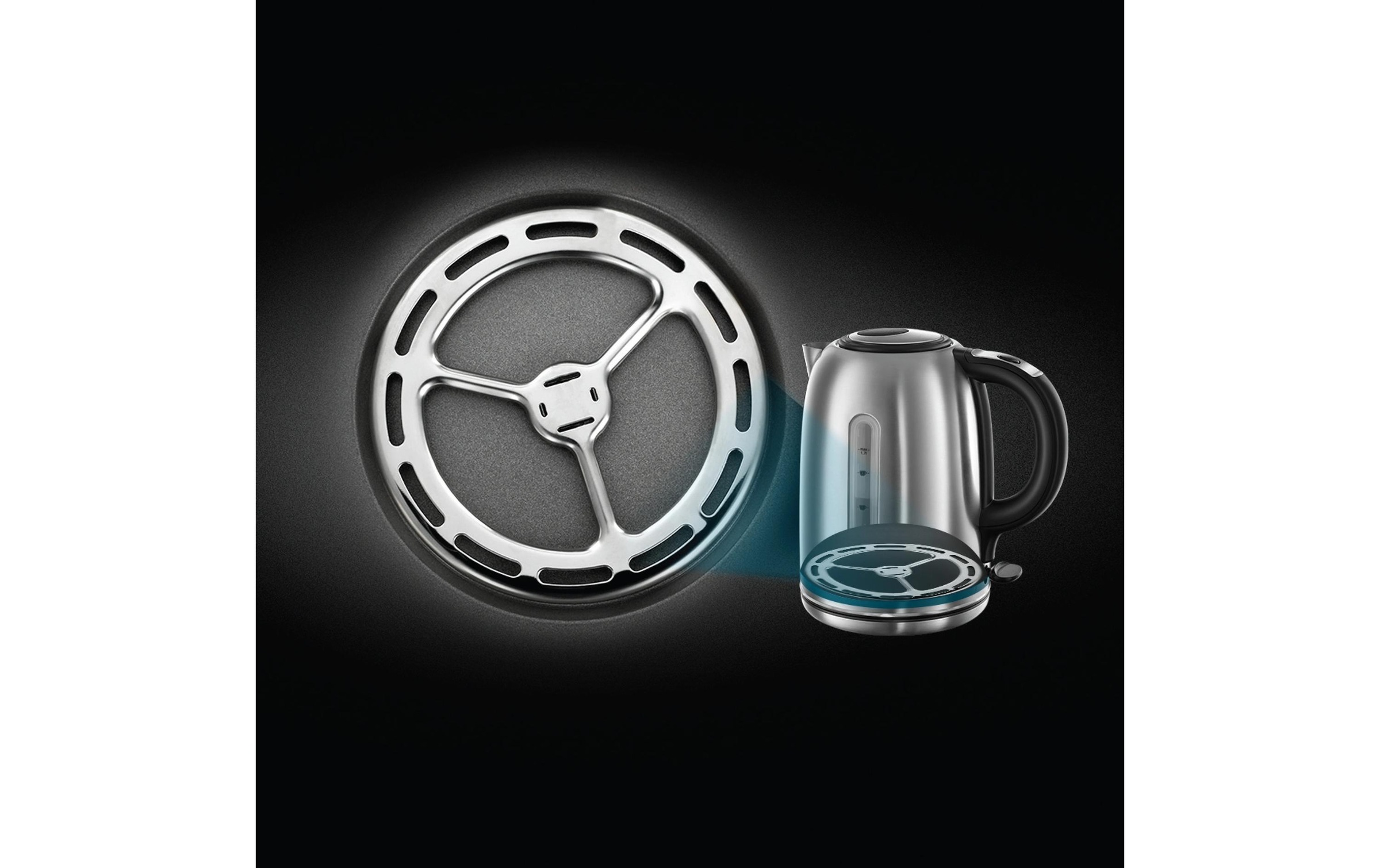 RUSSELL HOBBS Wasserkocher »Buckingham 45474 l, Schwarz/Silber«, 1,7 l, 2400 W