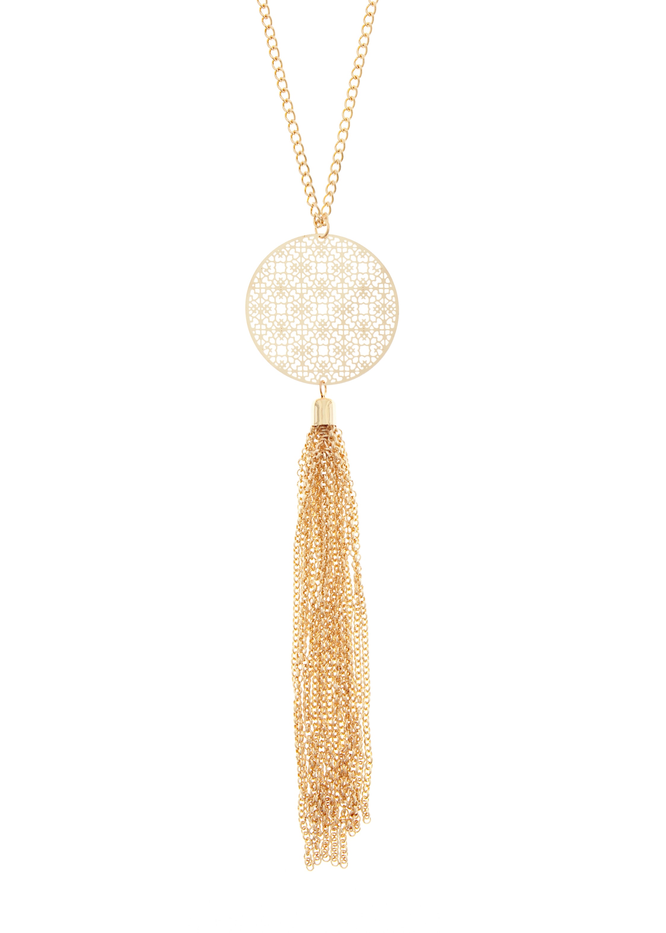 LASCANA Lange Kette, mit Ornament und Tassel, Kette mit Anhänger, Halsschmuck