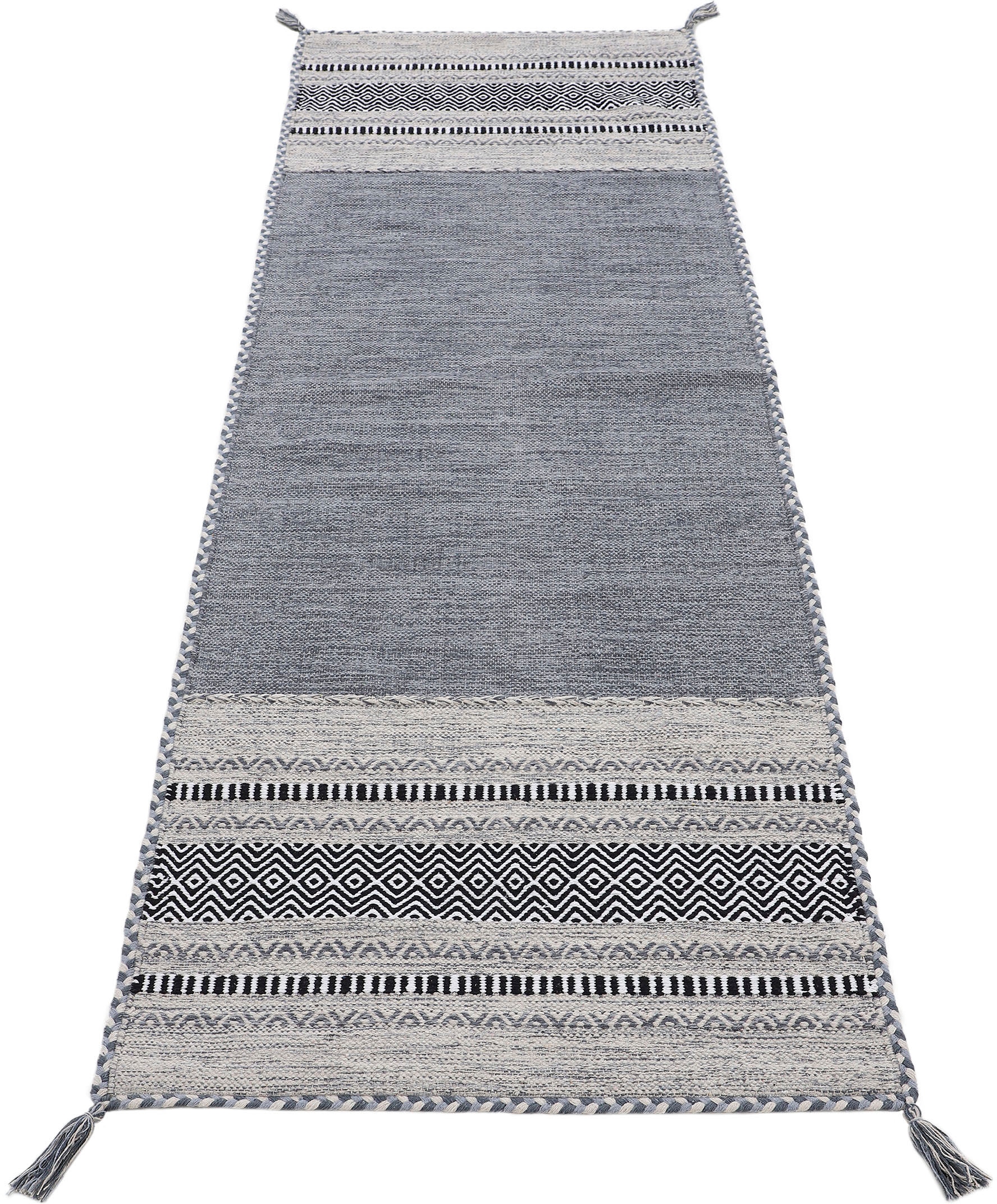carpetfine Läufer »Kelim Azizi«, rechteckig, 5 mm Höhe, Baumwolle, Wendeteppich mit Fransen, Wohnzimmer