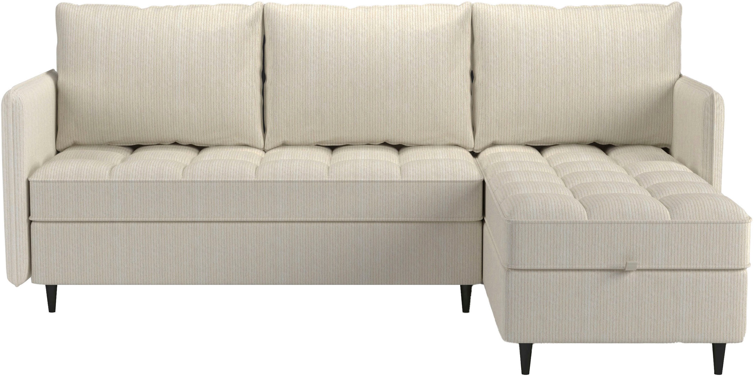 Dorel Home Ecksofa »LINDHUS, L-Form, verschiedene Stellvarianten, Loungesofa, Schlaf-Liege«, Wohnlandschaft, mit Recamiere, grosser Bettkasten, Cord, Chenille