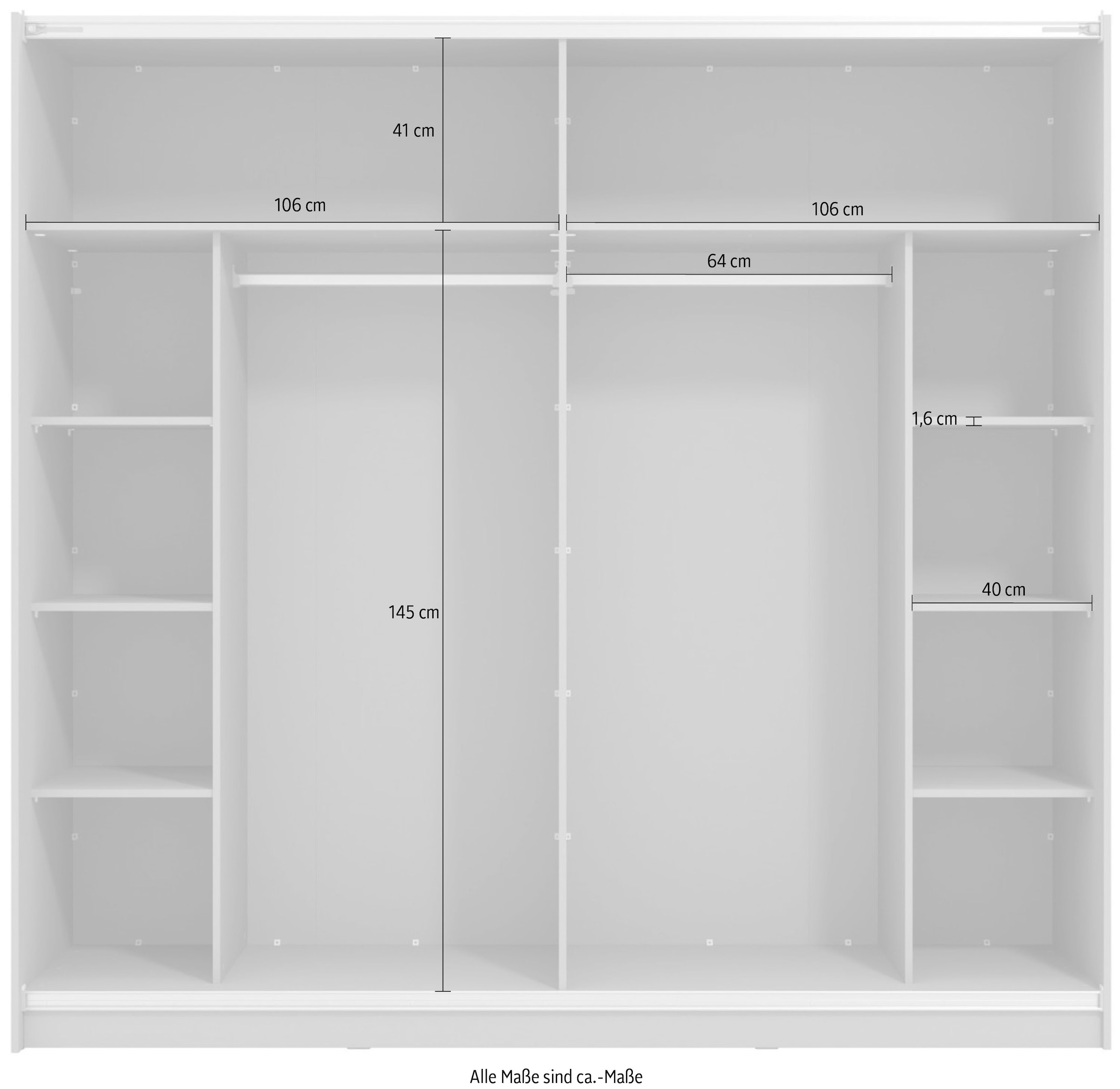 INOSIGN Schwebetürenschrank »Sierra klassischer Kleiderschrank Wäscheschrank 179 oder 217cm breit«, mit kompletter Inneneinteilung, FSC®-zertifizierter Holzwerkstoff