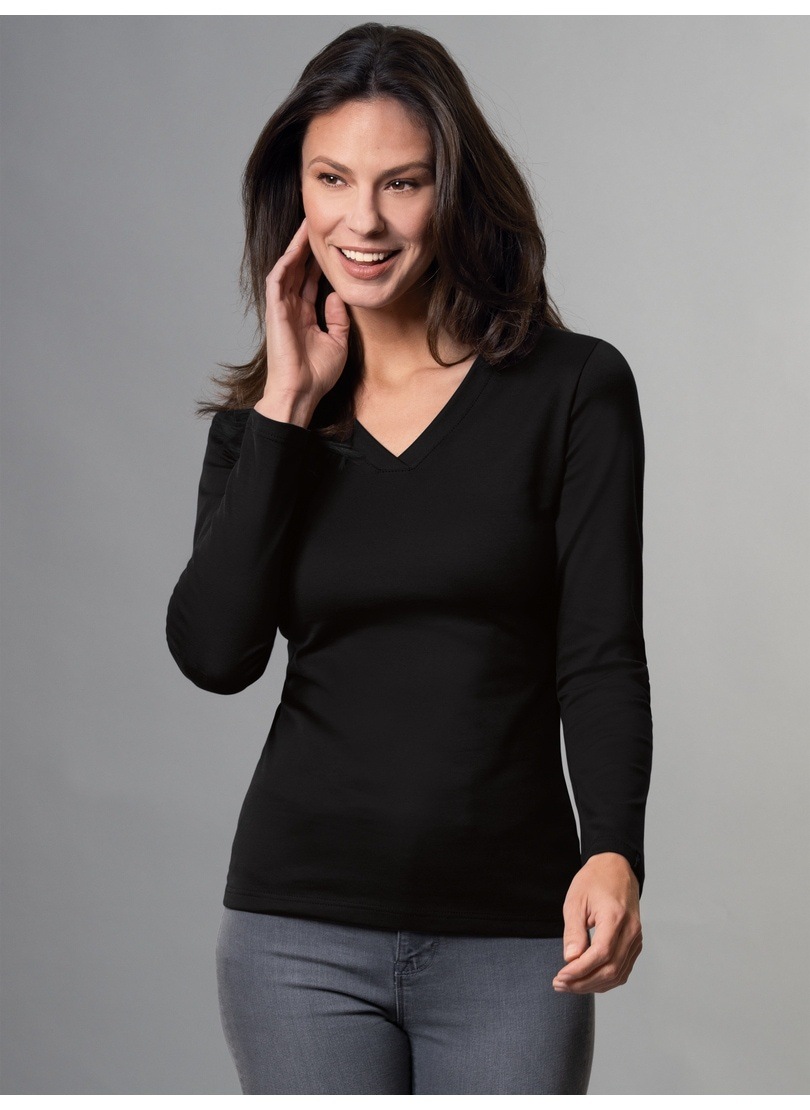 Trigema T-Shirt »TRIGEMA Langarmshirt mit V-Ausschnitt« 1 Stk.