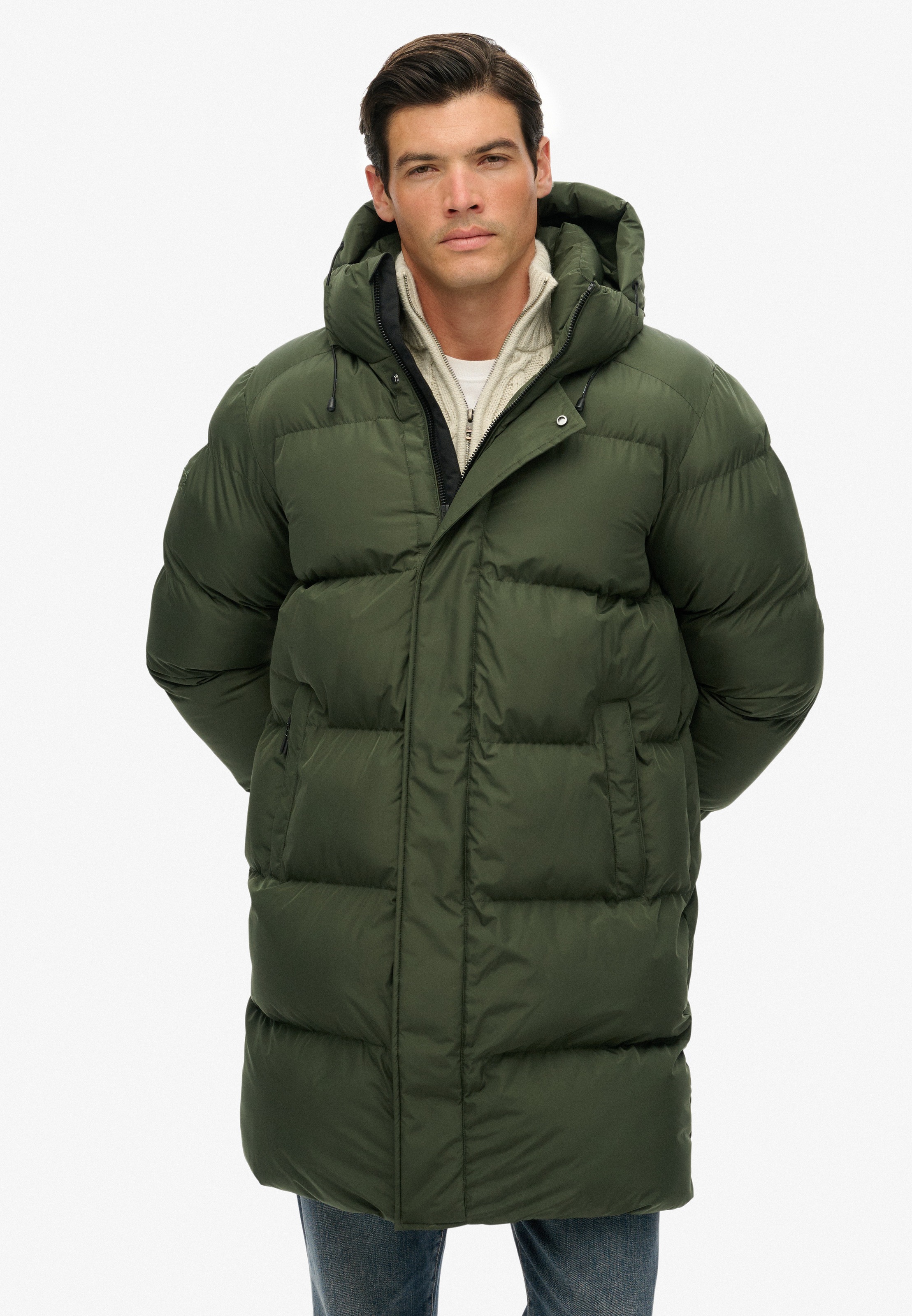 Superdry Steppjacke »HOODED SPORTS PUFFER MID JKT« mit Kapuze