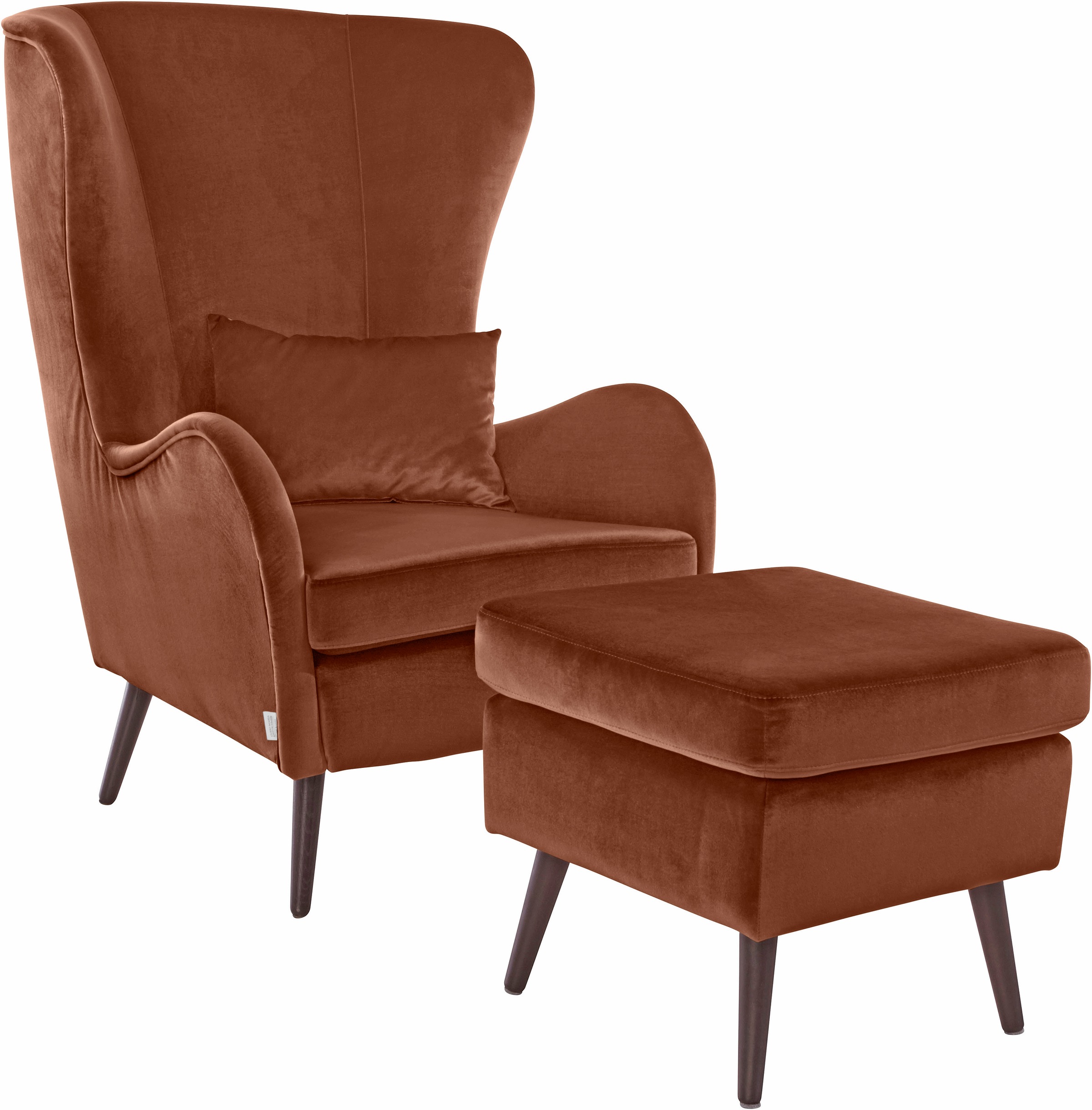 Home affaire Sessel »Sallito, TV-Sessel, Ohrensessel mit«, Hocker, in vielen Bezugsqualitäten, auch in Samtcord