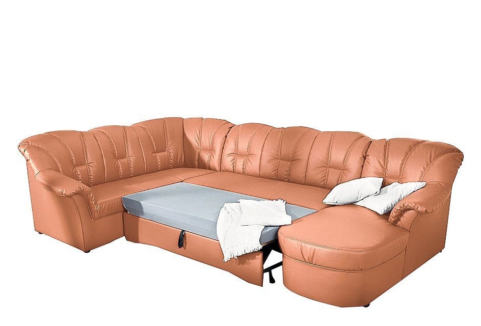 DOMO collection Wohnlandschaft »Papenburg, zeitlose Rückensteppung, elegante Formensprache, U-Form«, in grosser Farbvielfalt, wahlweise mit Bettfunktion