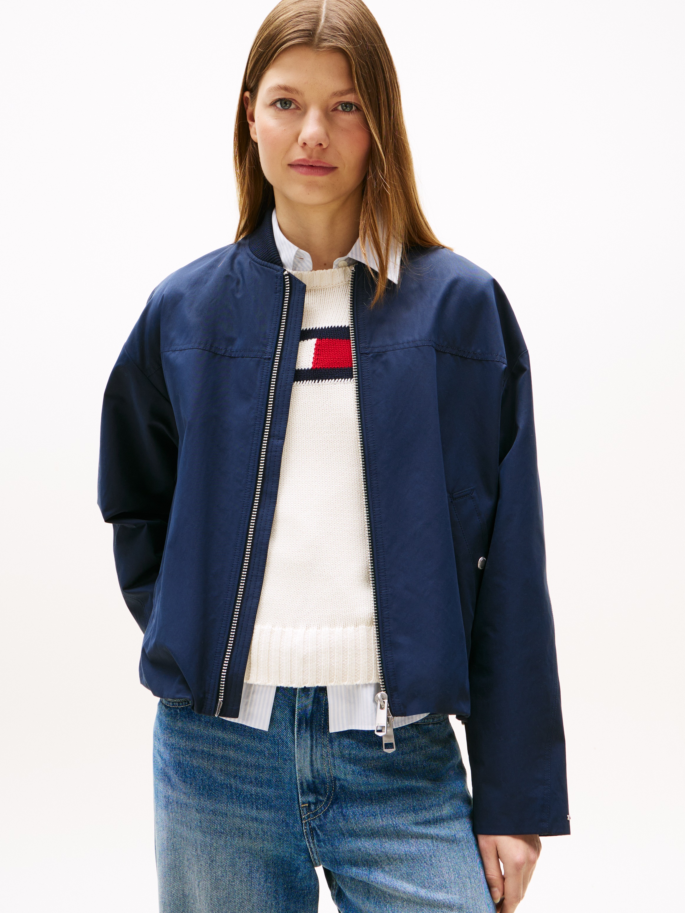Tommy Hilfiger Bomberjacke »COTTON NYLON REG BOMBER« ohne Kapuze