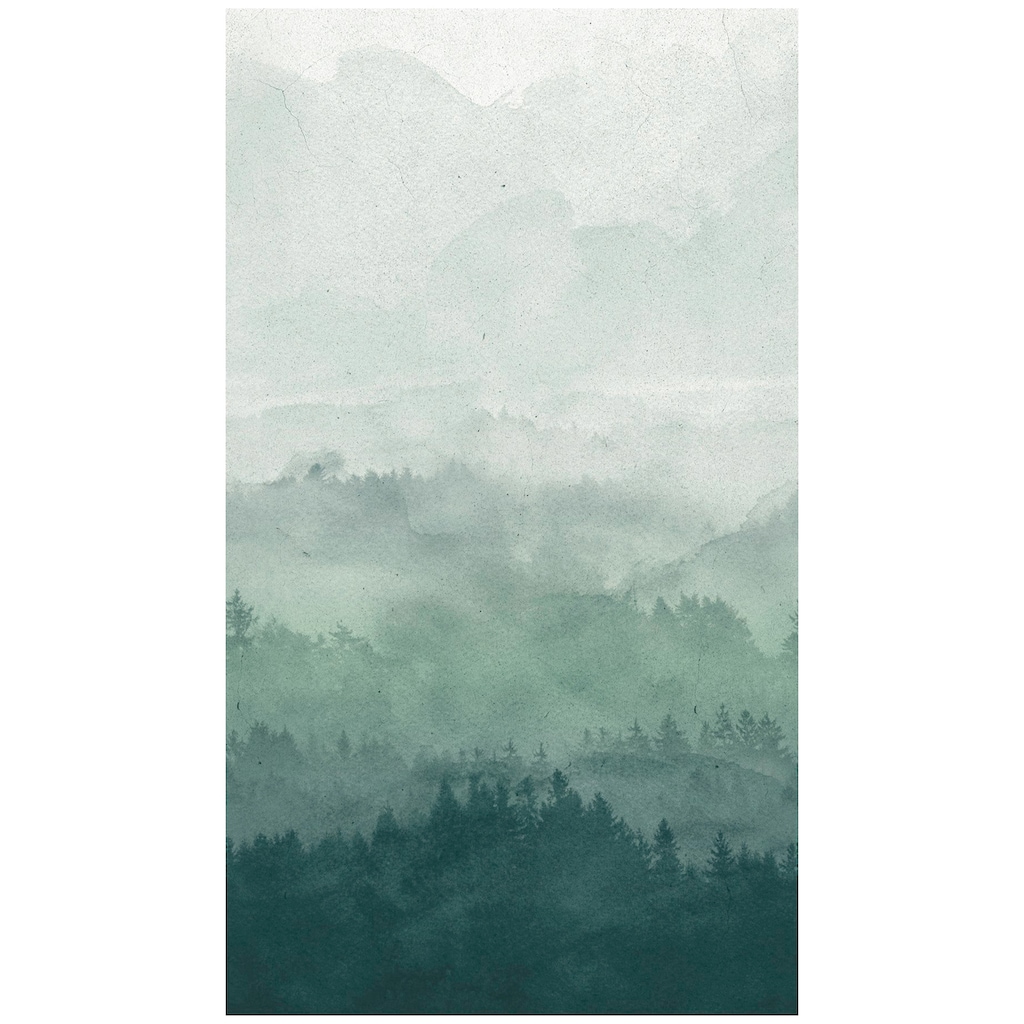 Bodenmeister Fototapete »Effekt Nebel Wald grün«