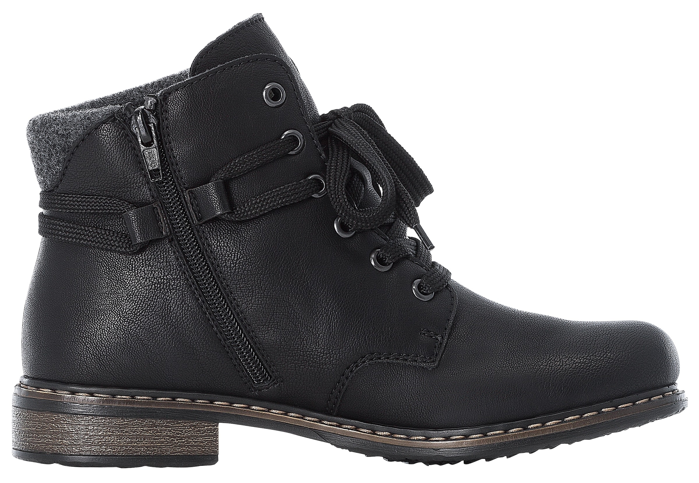 Rieker Schnürstiefelette, Schnürboots, Blockabsatz, mit gepolstertem Schaftabschluss