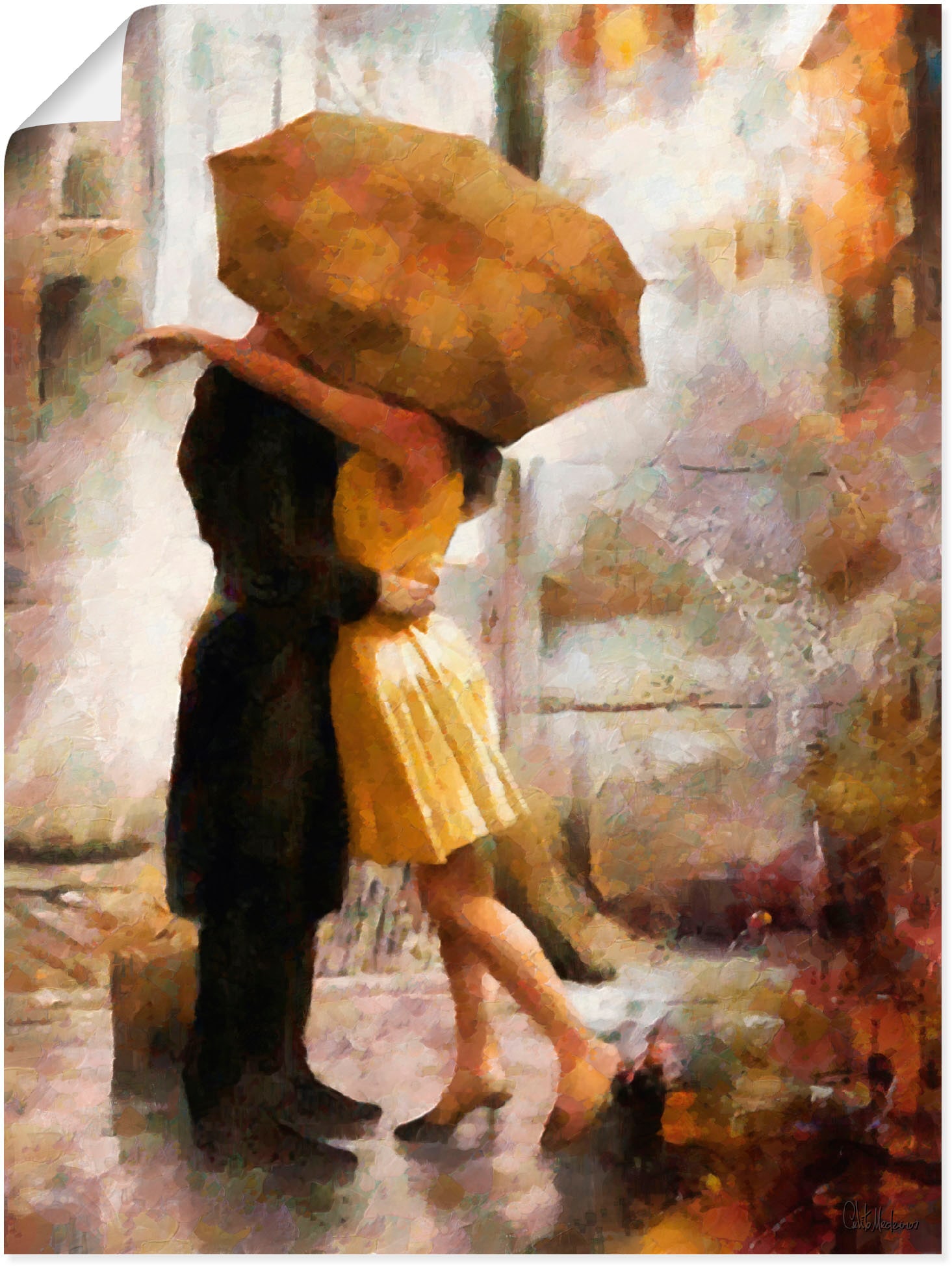 Artland Wandbild »Kuss unter Regenschirm«, Bilder von Liebespaaren, (1 St.), als Leinwandbild, Poster in verschied. Grössen