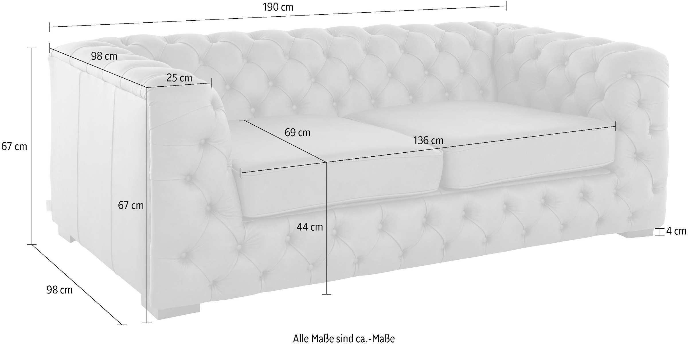 Guido Maria Kretschmer Home&Living 2-Sitzer »Kalina«, mit klassischer Chesterfield-Knopfheftung