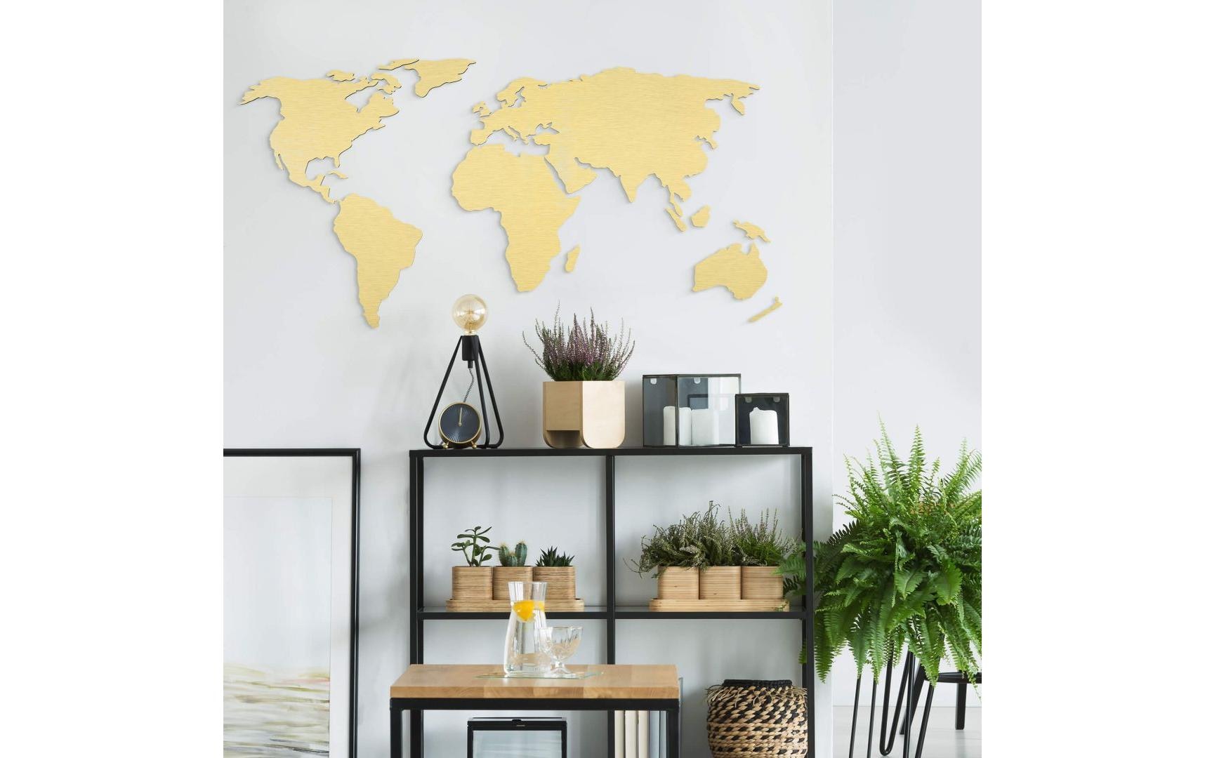 Wandtattoo »Trenddeko 3D Weltkarte 150 x 74 cm, Goldfarben«