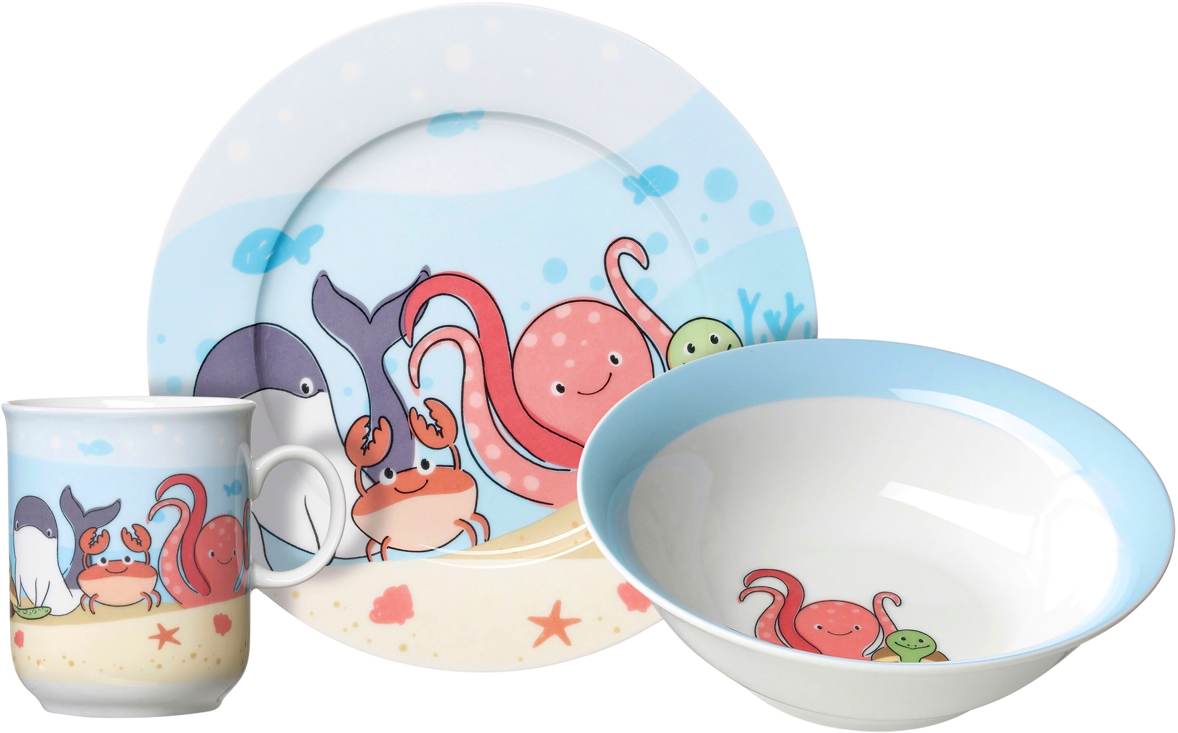 Ritzenhoff & Breker Kindergeschirr-Set »Unterwasserwelt«, (Set, 3 tlg.), im dekorativen Geschenkkarton