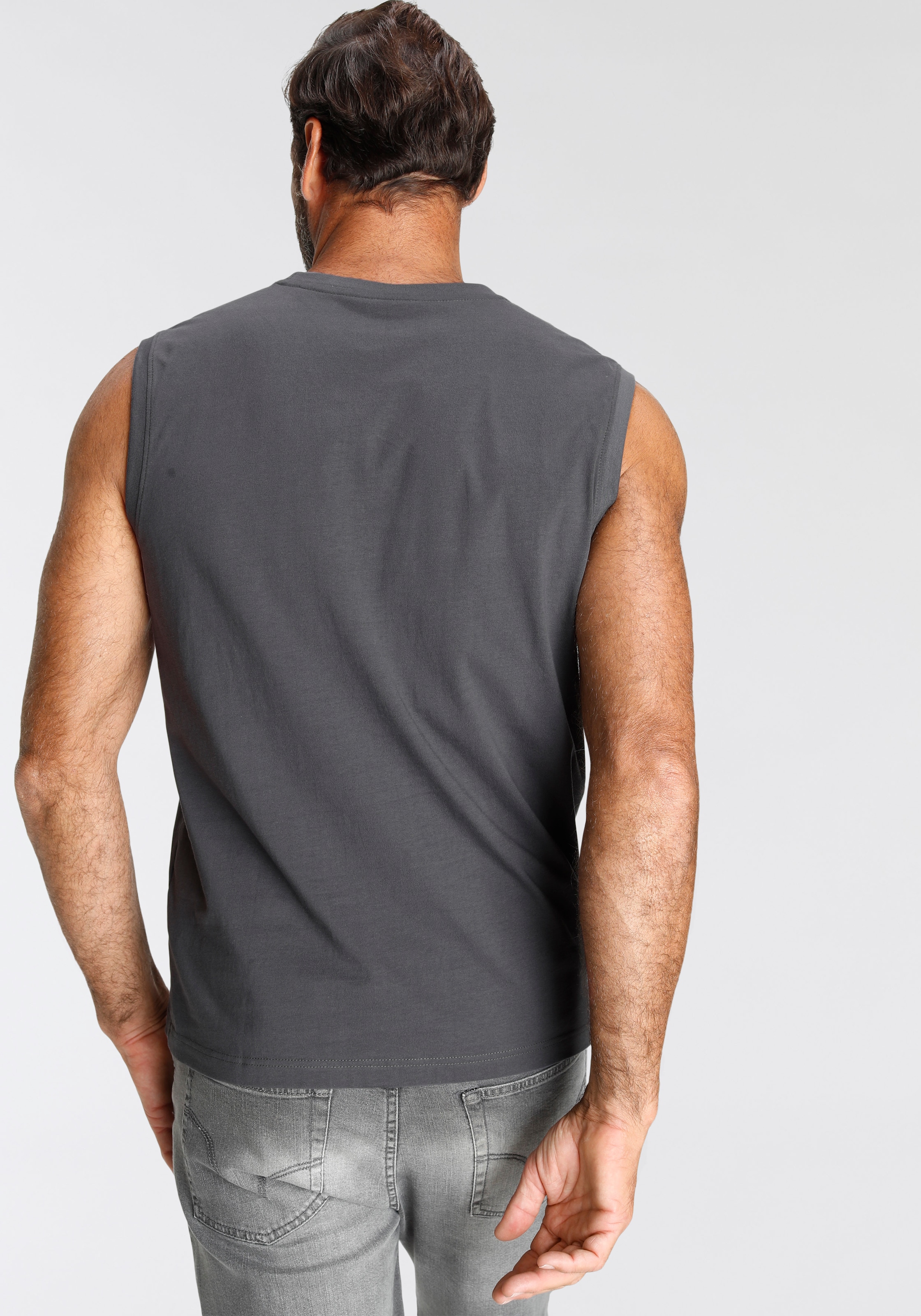 Man's World Muscleshirt, ohne Ärmel, bedruckt, Rundhalsausschnitt, aus Baumwolle