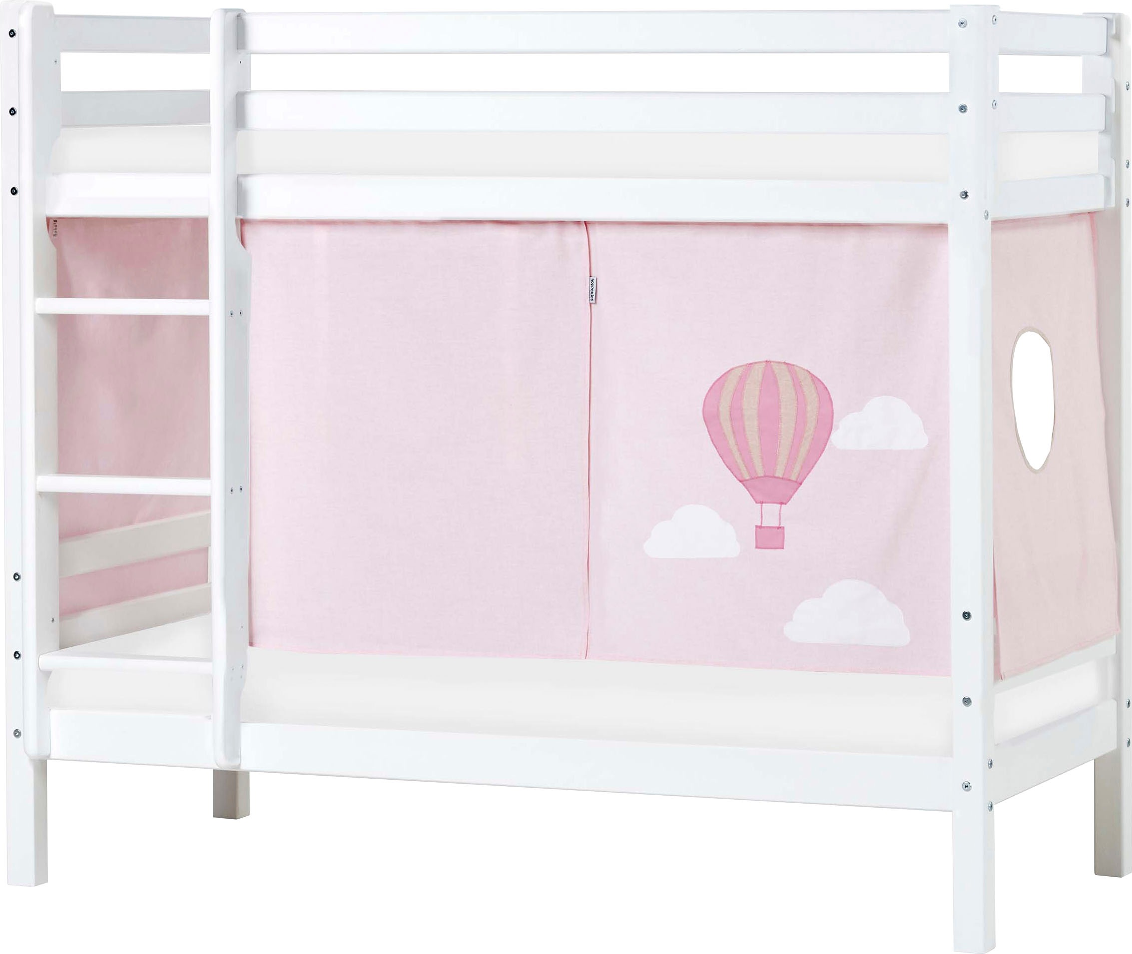 Hoppekids Etagenbett »«Ballon»«, massiv mit Vorhang & Matratzen, 2 Grössen