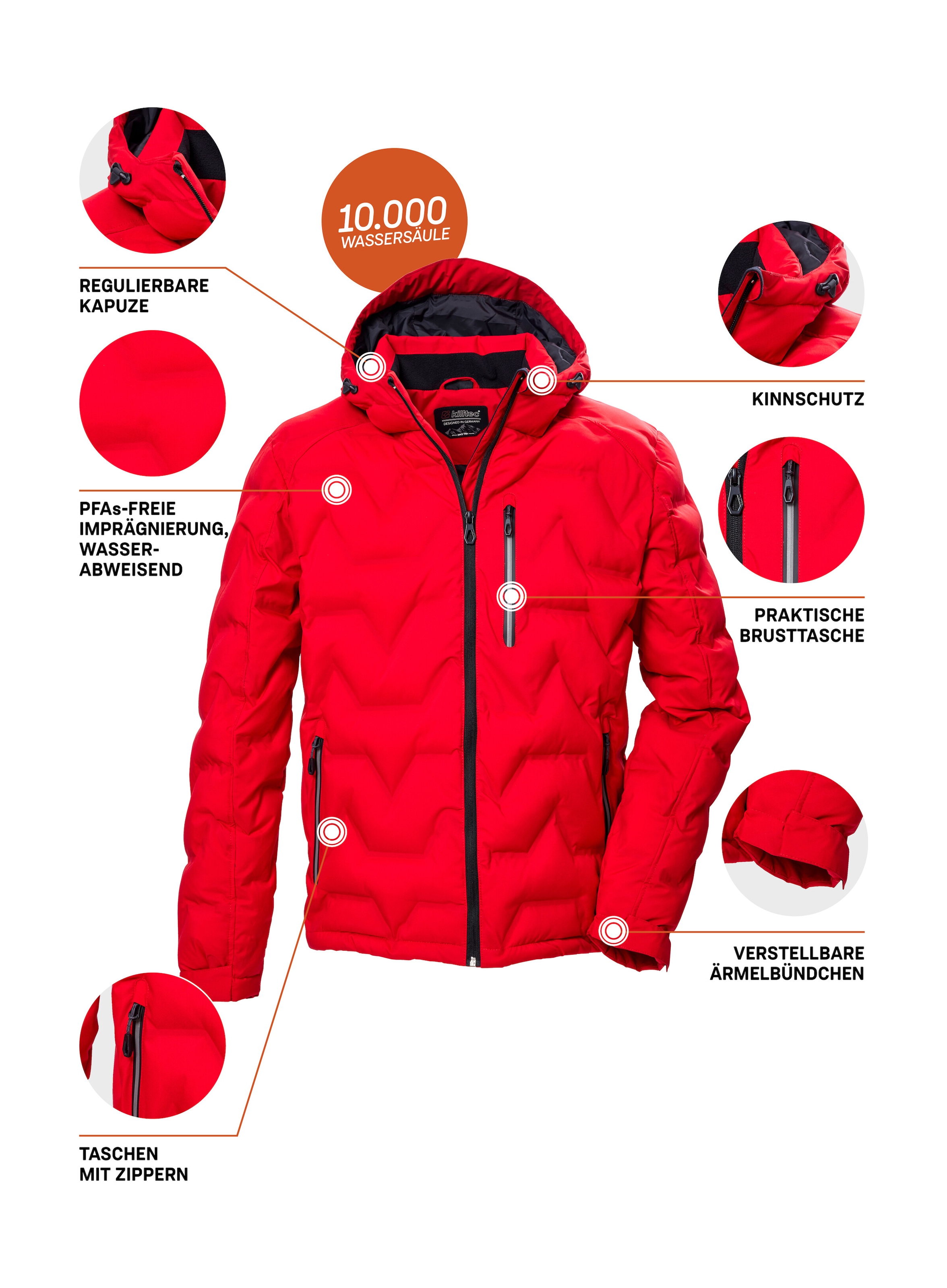 Killtec Steppjacke »KOW 60 MN QLTD JCKT«, Wasser- und windabweisend, atmungsaktiv, verstellbare Kapuze