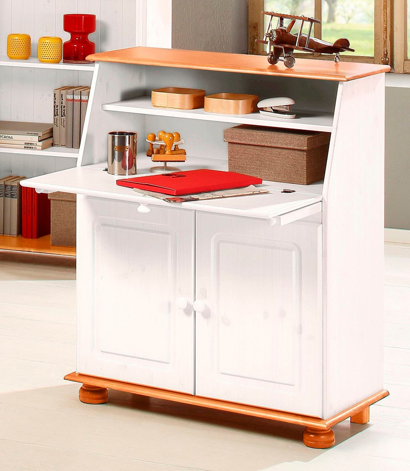 Home affaire Sekretär »Mette, Schreibtisch im Landhausstil,«, aus Massivholz, Breite 82 cm