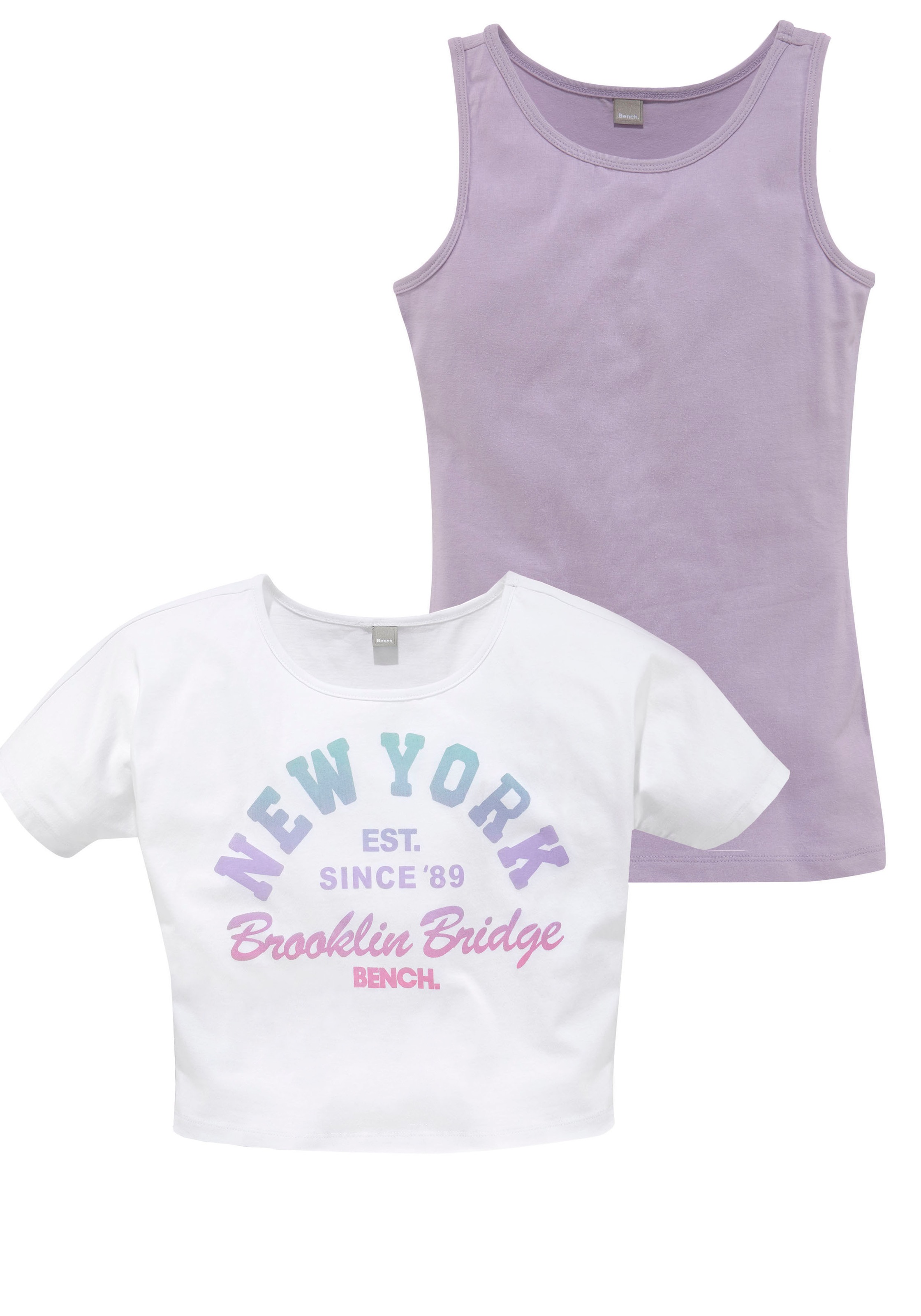 Bench. T-Shirt, (Set, 2 tlg., mit Top), mit Print im Farbverlauf kaufen